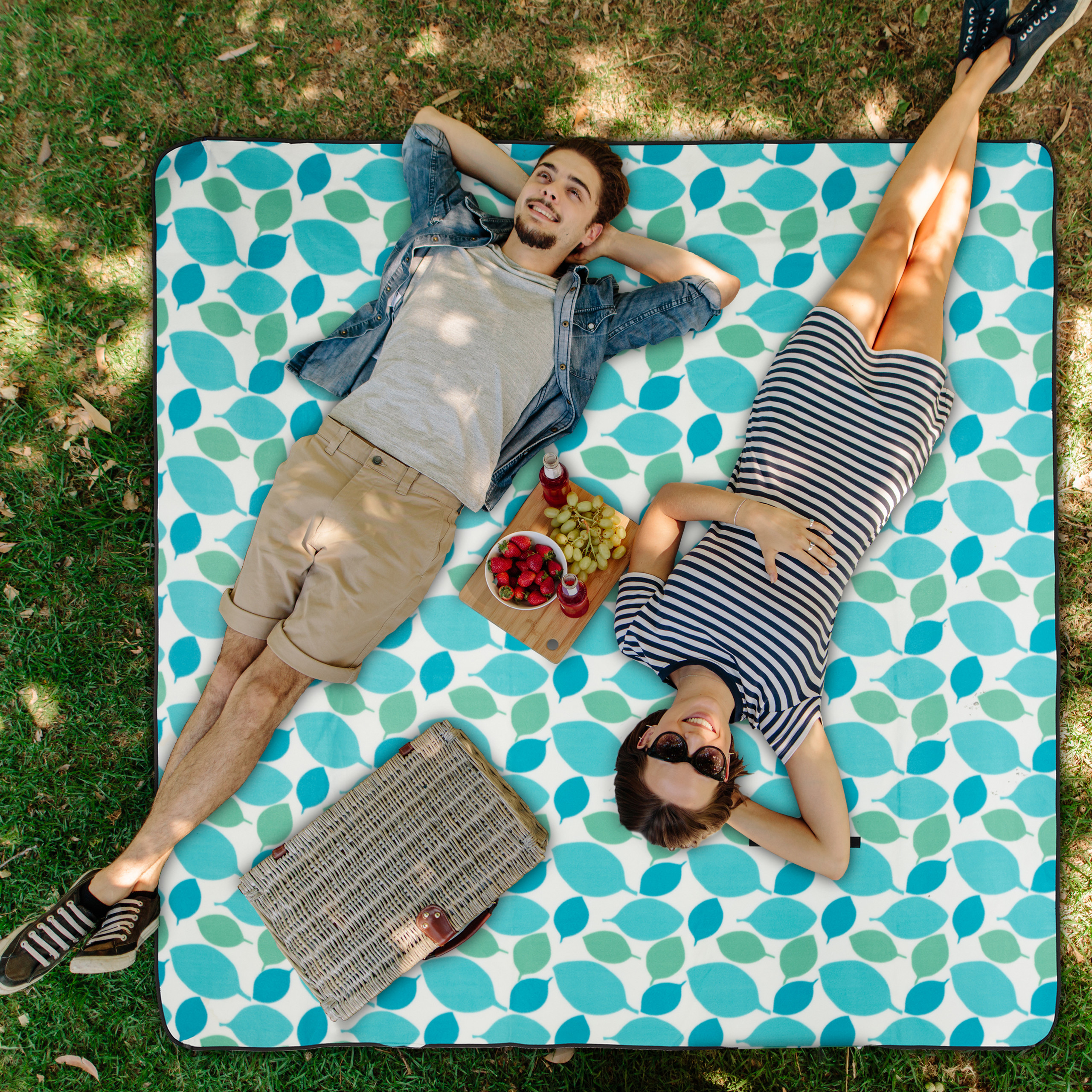 Insulated Picnic Blanket, Turquoise Outdoor Camping Mat, 200x200 Rug | eBay