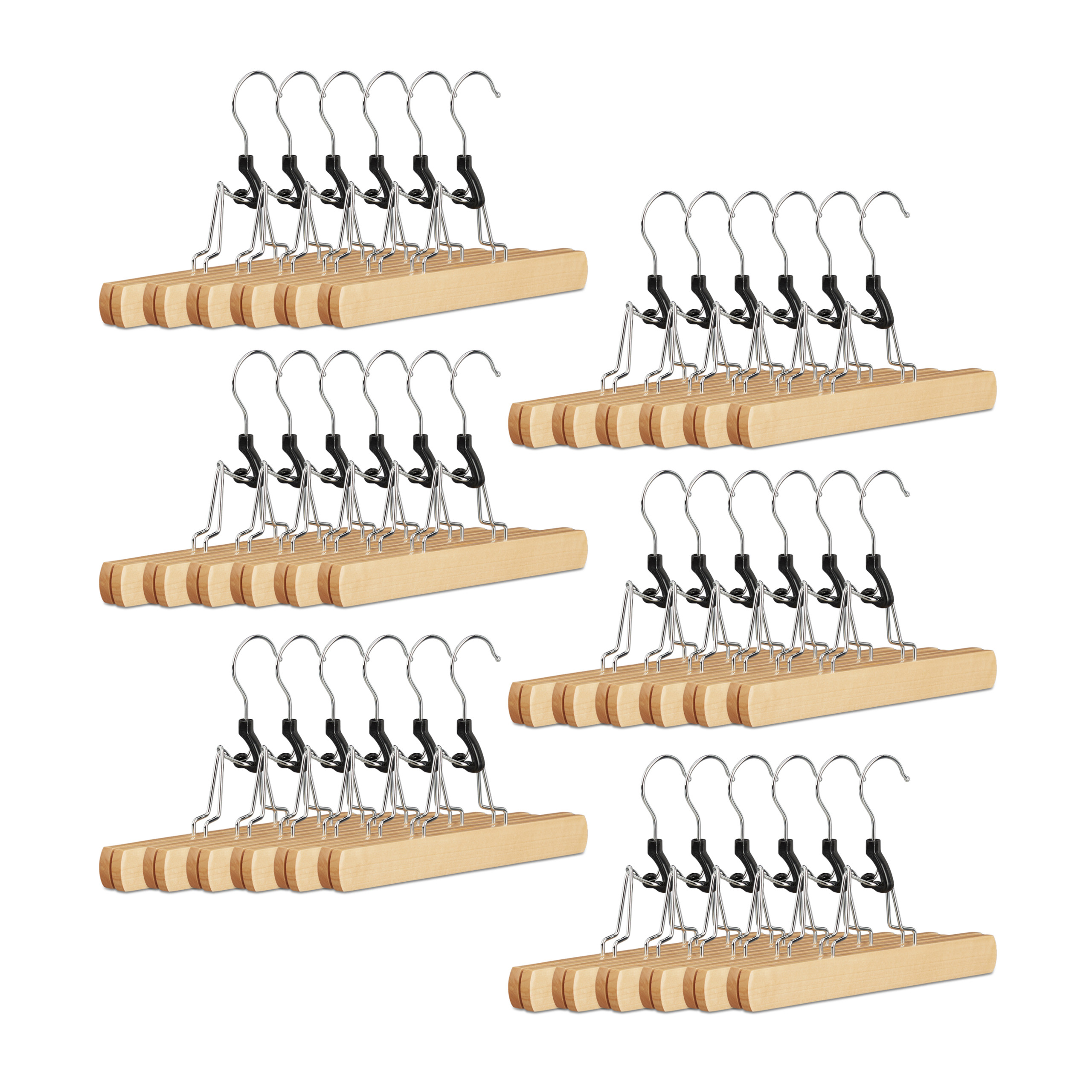 Hosenspanner Holz 12er Pack Holzkleiderbügel Klemmbügel natur Kleiderbügel Filz