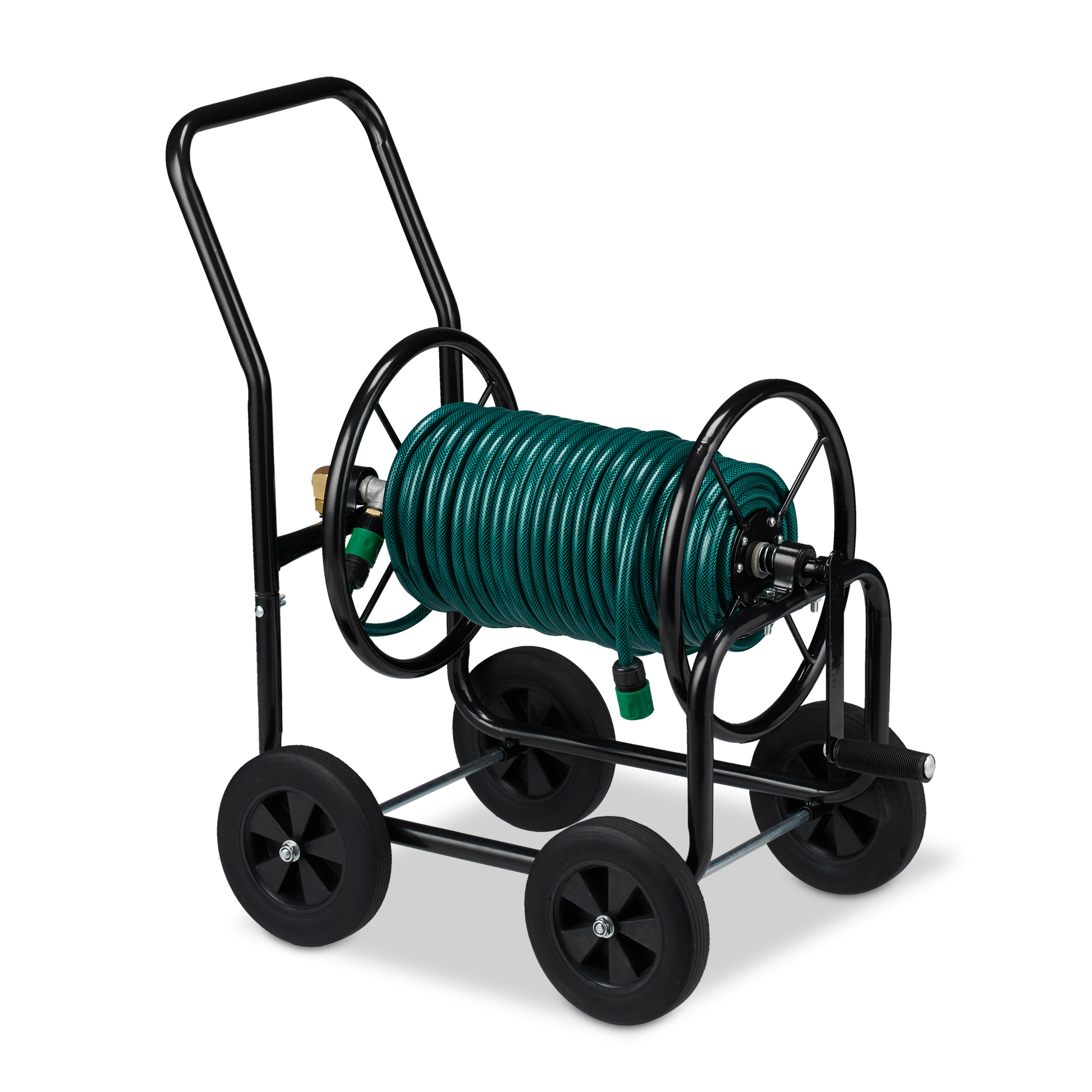 Hosepipe Cart Metal 4 Wheels Hose Pipe Trolley Big Garden Water Hose