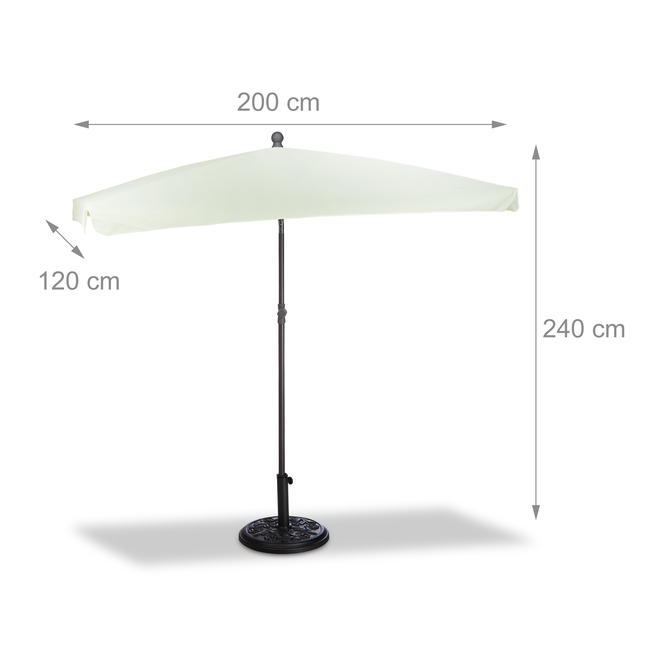 Sonnenschirm 200x120 cm, rechteckig,höhenverstellbar, Stahlgestell