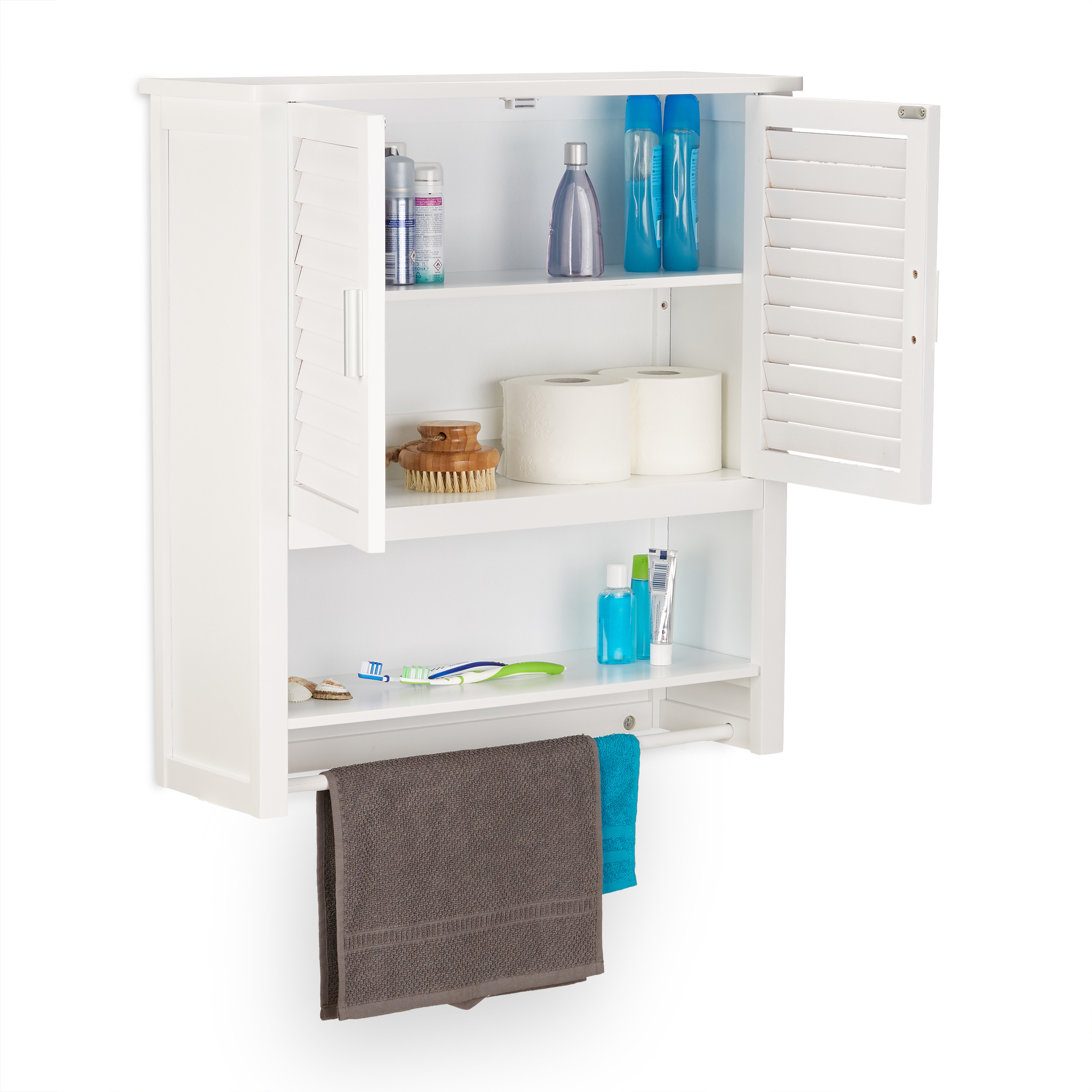 Hängeschrank Bad Schrank Badezimmerschrank Bambus Oberschrank Badschrank Ablage