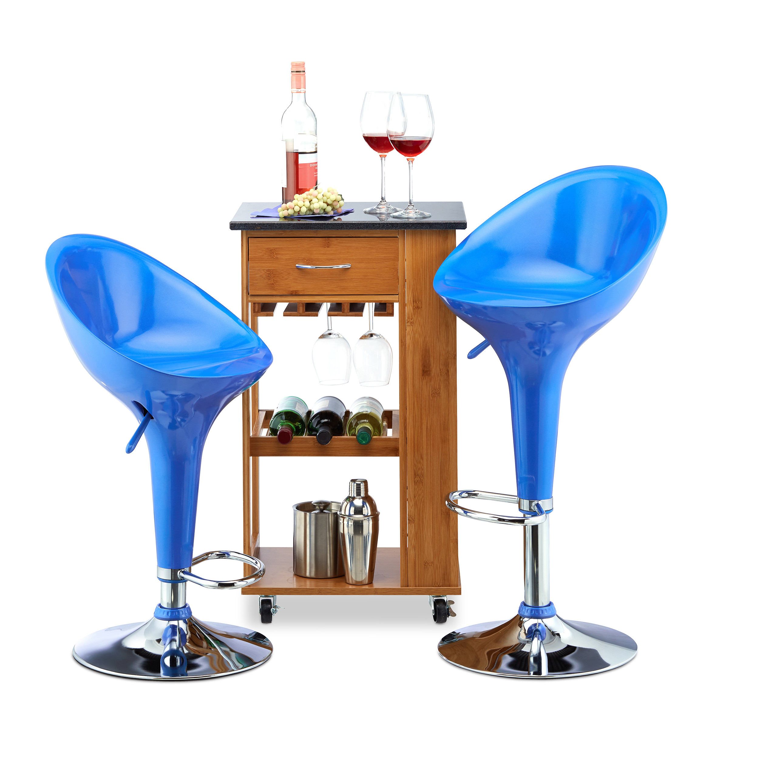 Barhocker 2er Set verstellbar, Drehhocker, Barstuhl, Tresenhocker