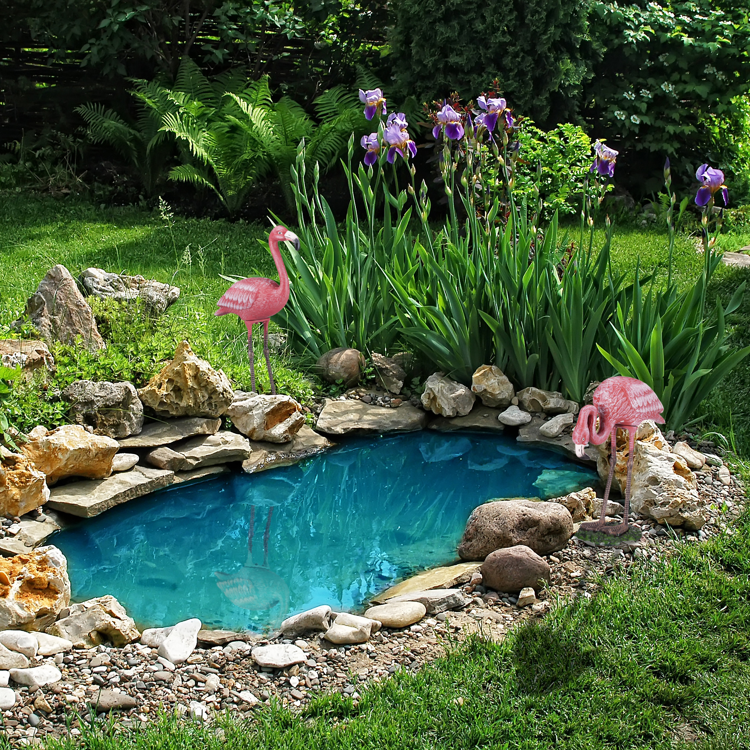 Dekofigur Flamingo Metallfigur Garten pink Gartendeko Metall Gartenfigur groß