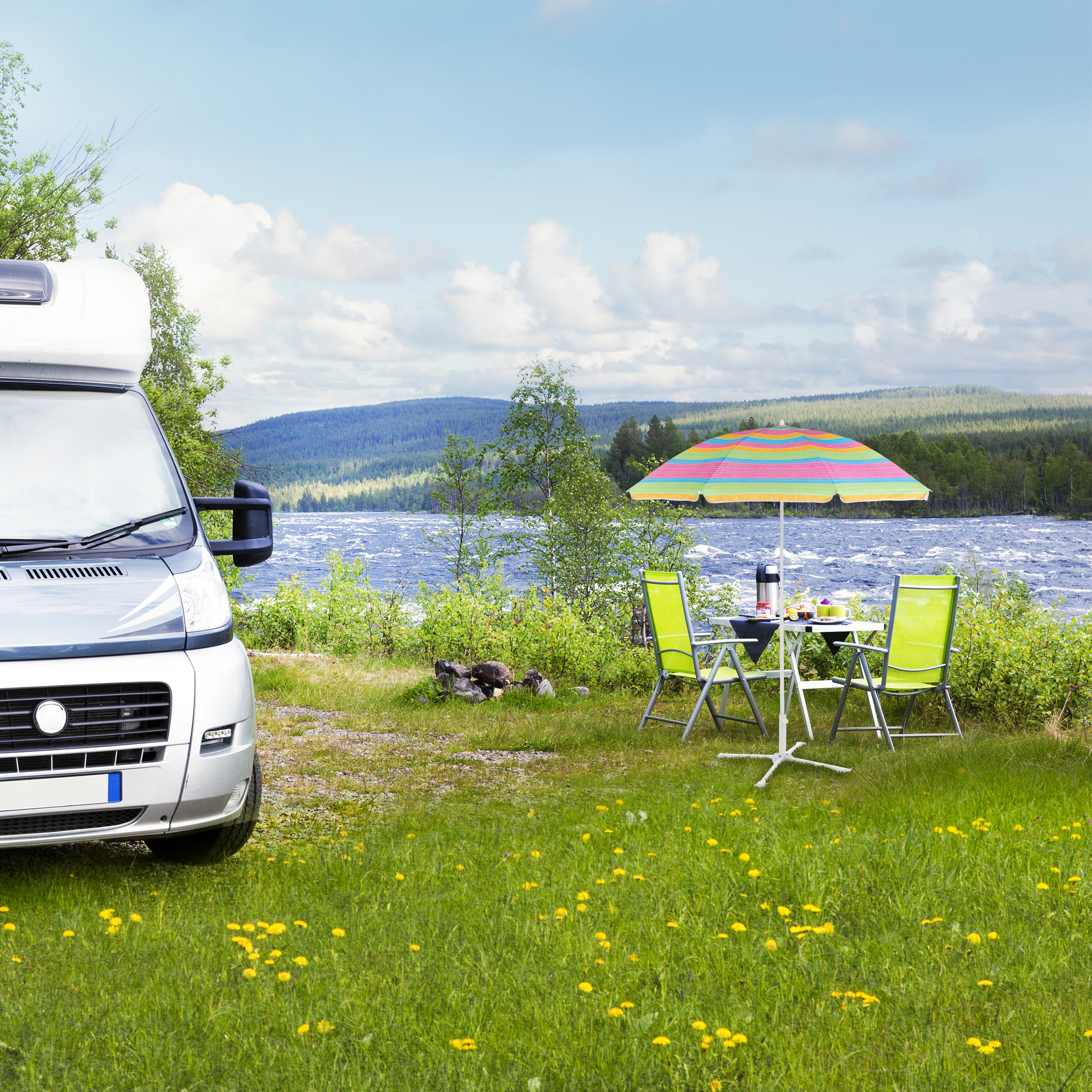 Strandschirm gestreift, XL Sonnenschirm, Gartenschirm, Sonnenschutz