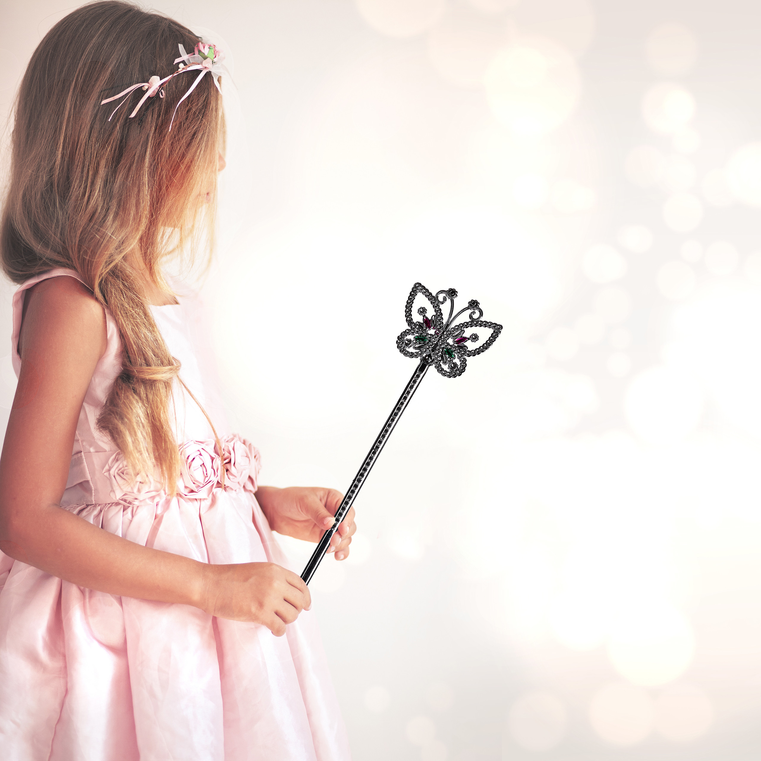 Feenflügel mit Zauberstab, Fee Kostüm, Flügel und Zepter, Elfen Kostüm