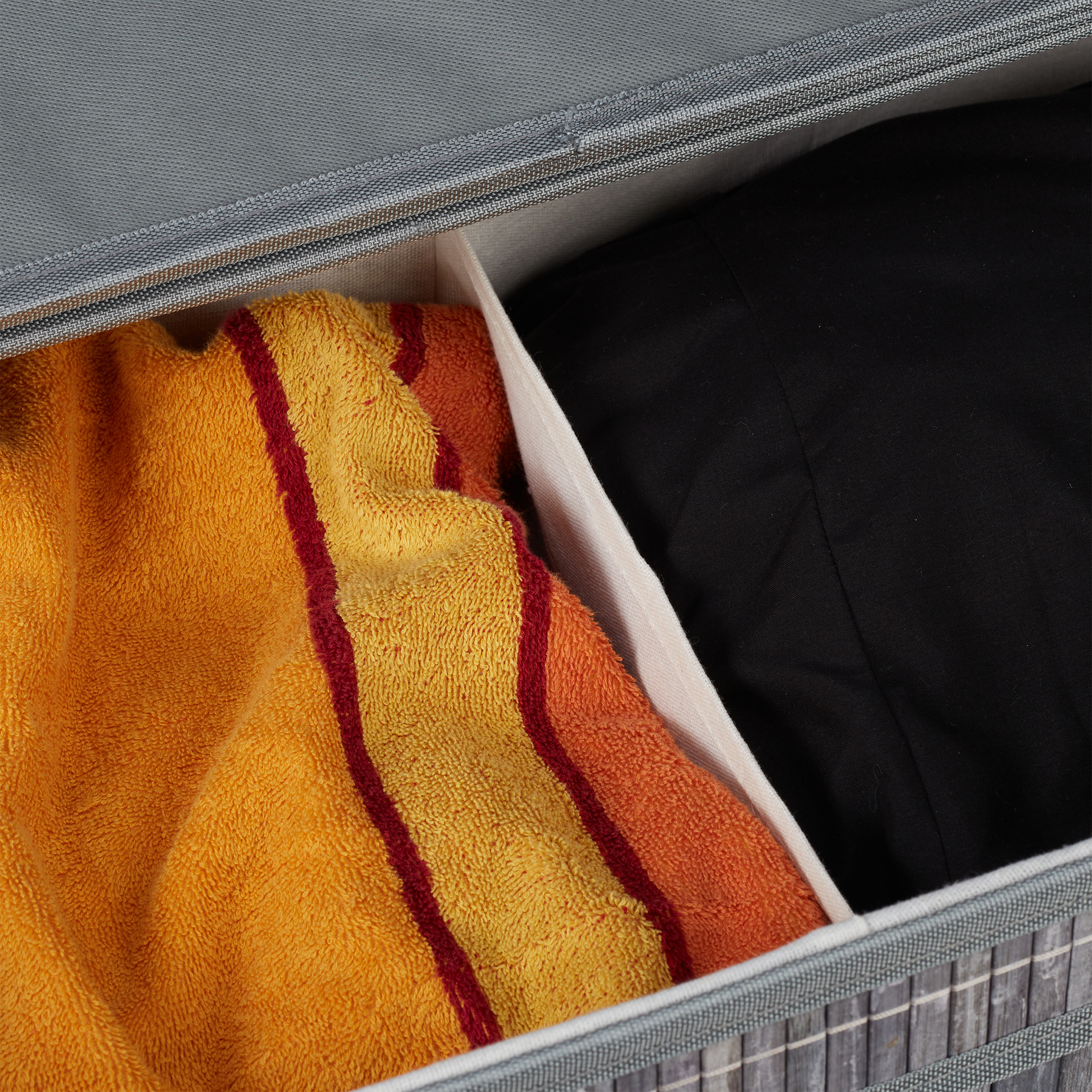 Wäschekorb Bambus 2 Fächer Wäschesammler Wäschetrenner Wäschebox