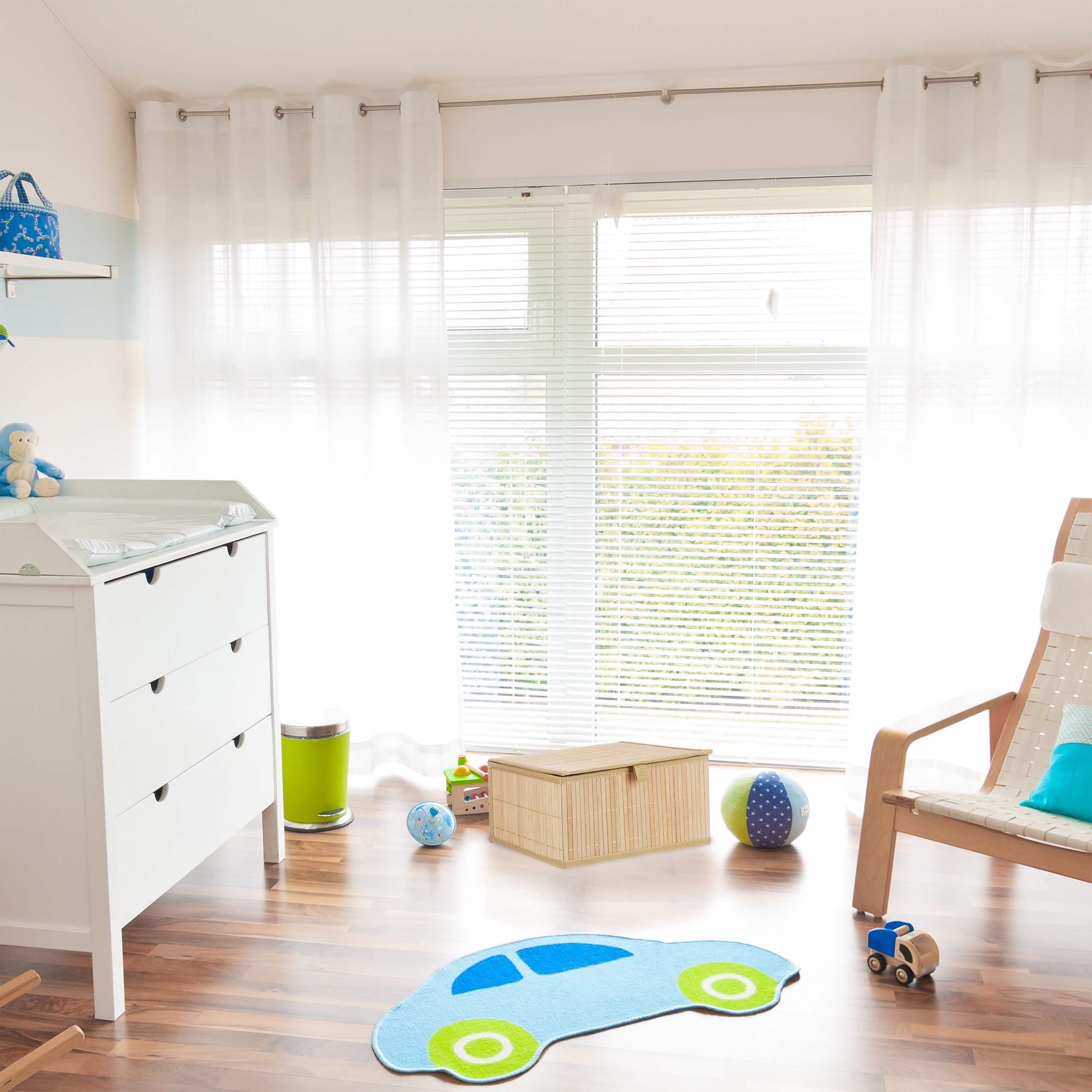 Aufbewahrungskorb 3er Set mit Deckel Aufbewahrungsbox Regalbox Bambus