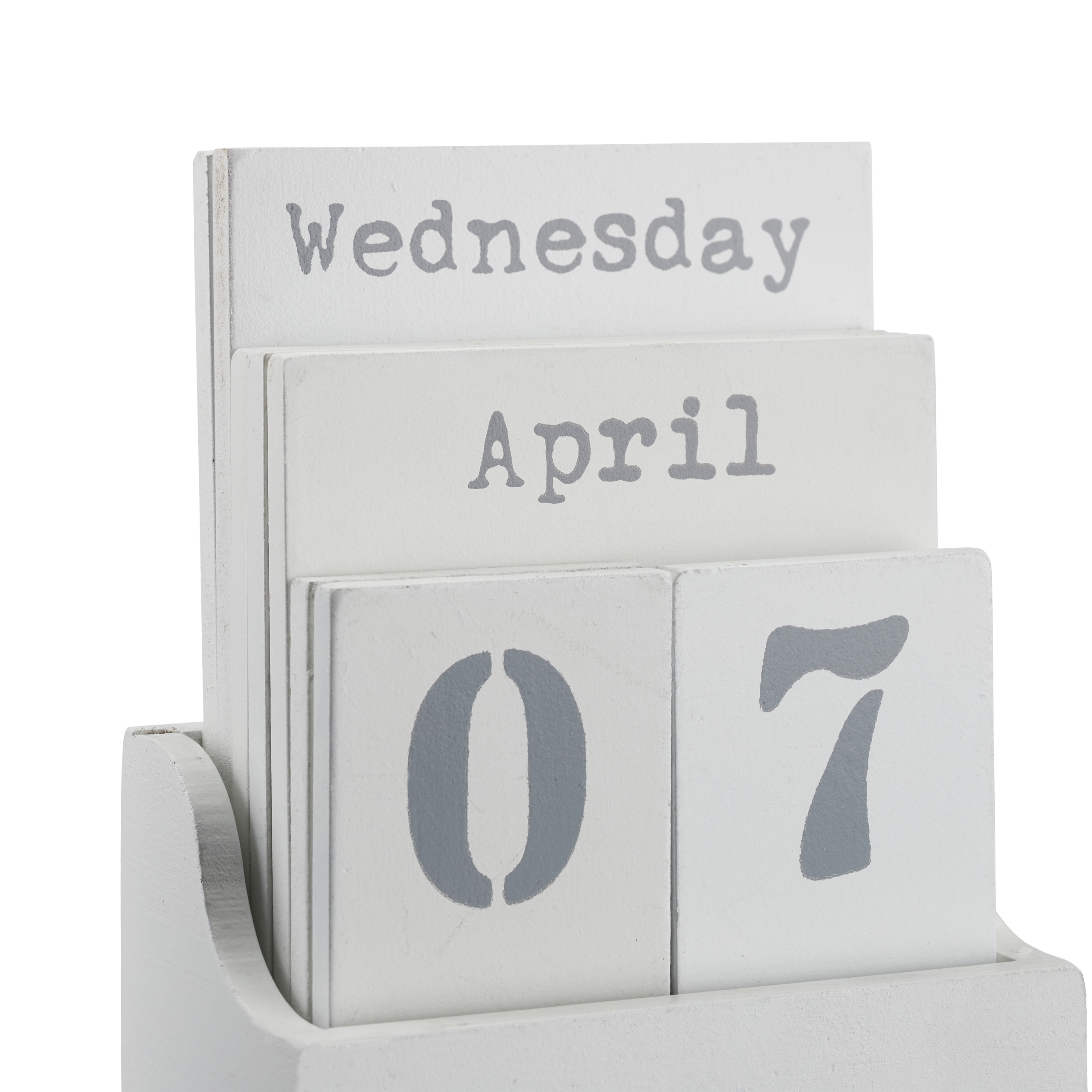A6 dekorativ f/ür Tisch grau Holzkalender mit Wochentag Ewiger Kalender Monat /& Datum Relaxdays Dauerkalender Holz