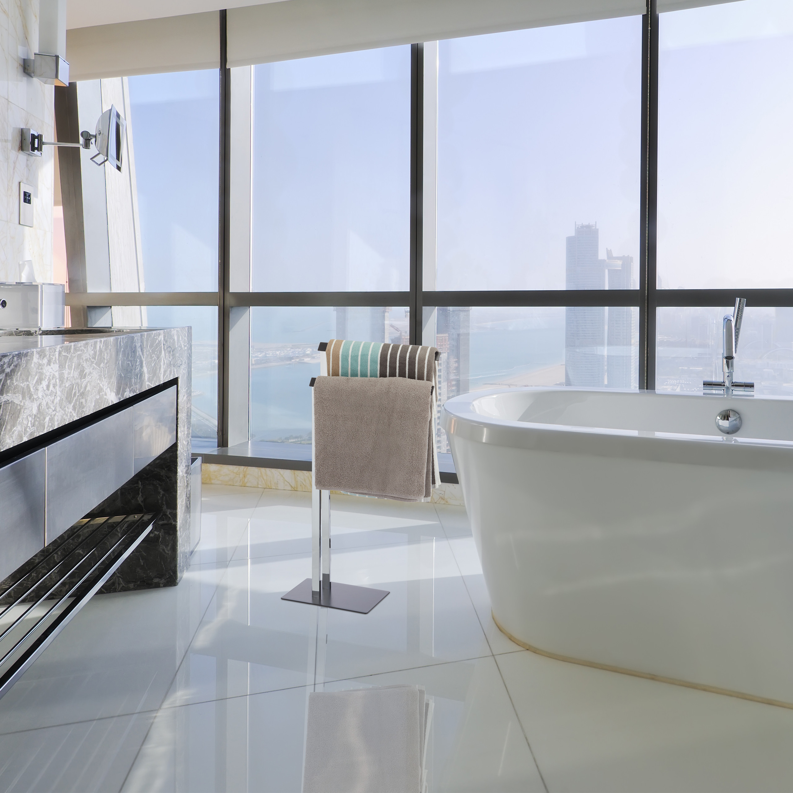 Handtuchständer Handtuchhalter 2 Arme Badetuchhalter Badständer Chrom