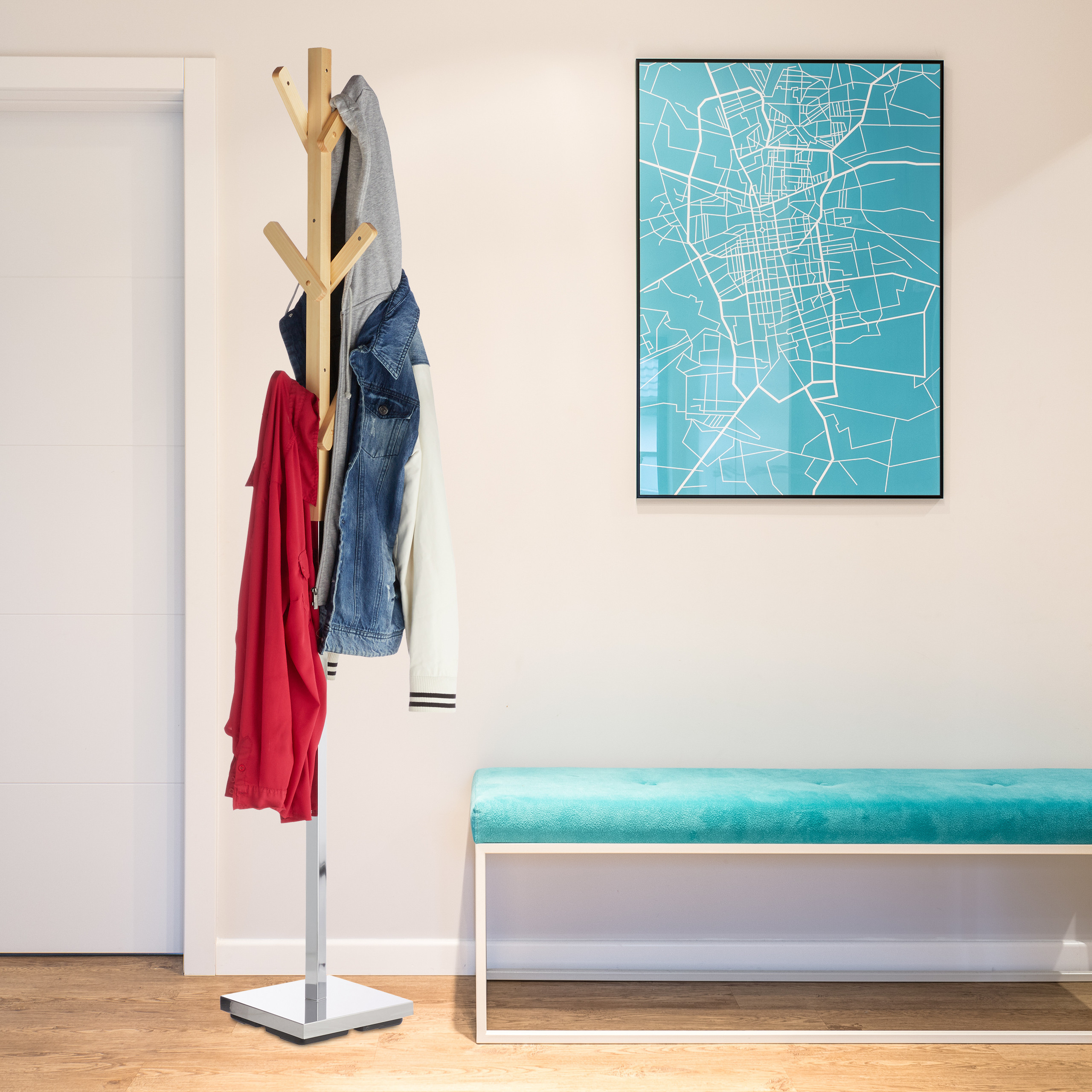 Garderobenständer Metall Garderobe Standgarderobe Jackenständer Flurgarderobe