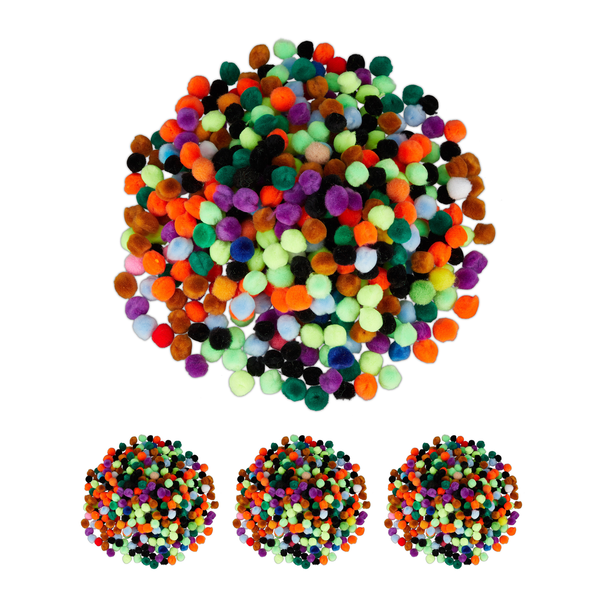 kleine Bommeln zum Basteln 2000er Mini Pom Pom Set bunt Deko f/ür Geburtstag /& Hochzeit Relaxdays Pompons D: 5 mm