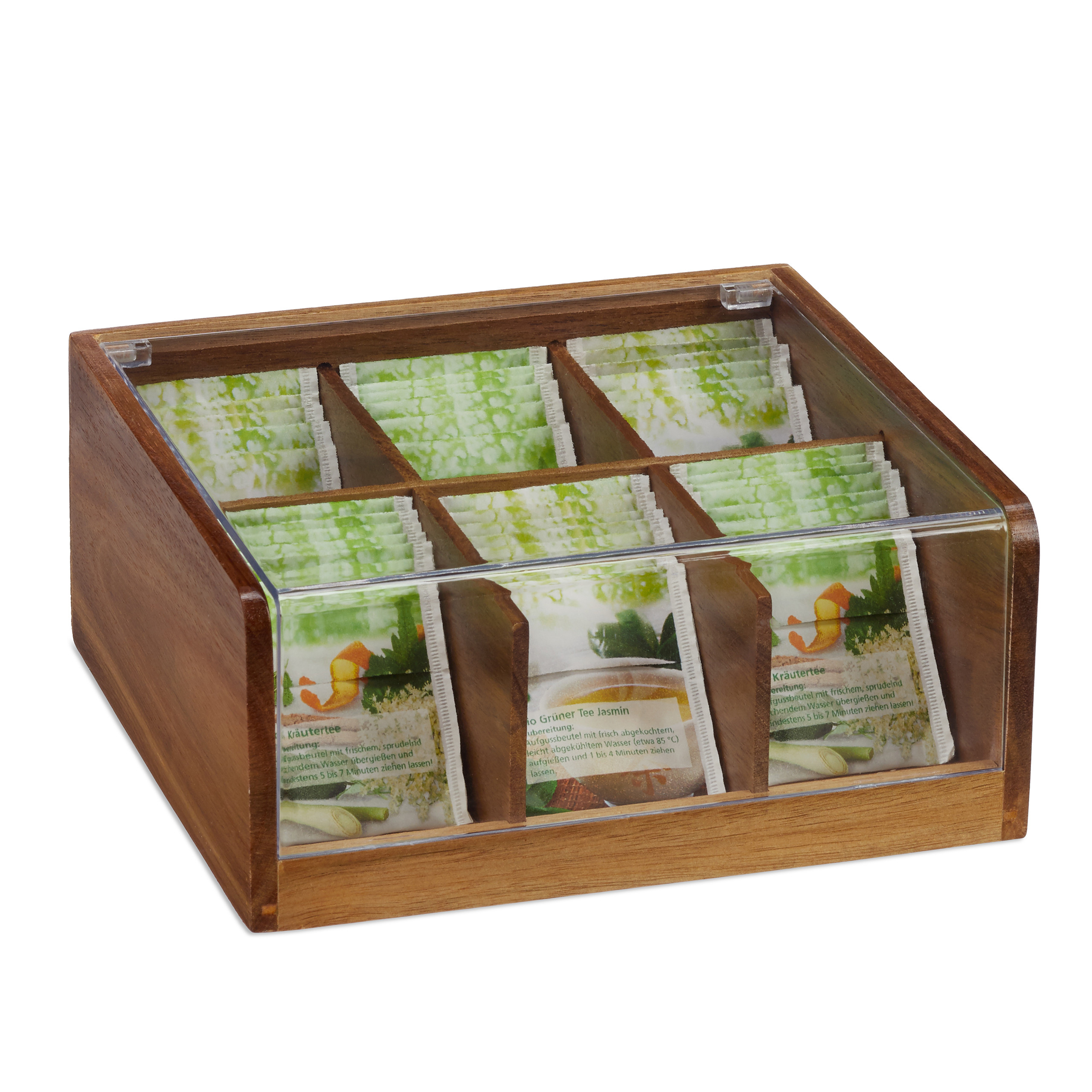 Teebox Holz Teebeutelbox Teespender Teeregal Teekiste Teedose