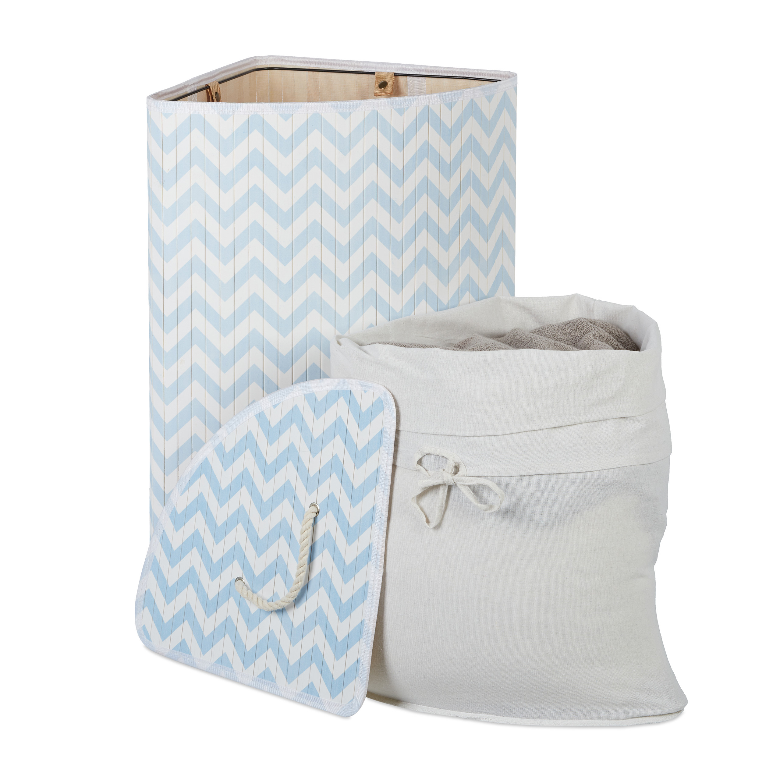 Eckwäschekorb Bambus Wäschetruhe Wäschebox Wäschesammler