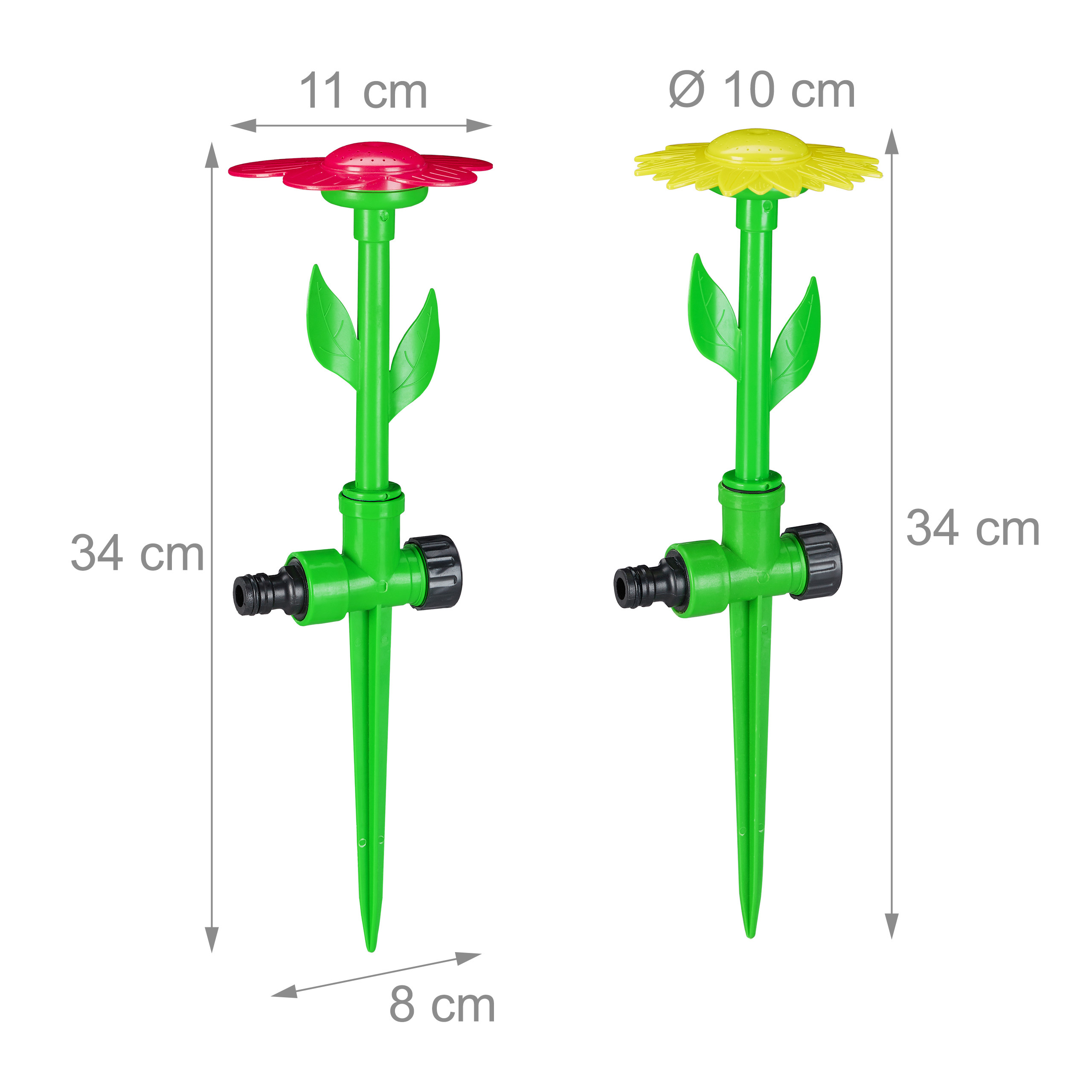 4 x Sprinkler Blume, Spritzblume Garten, Rasensprenger für Kinder