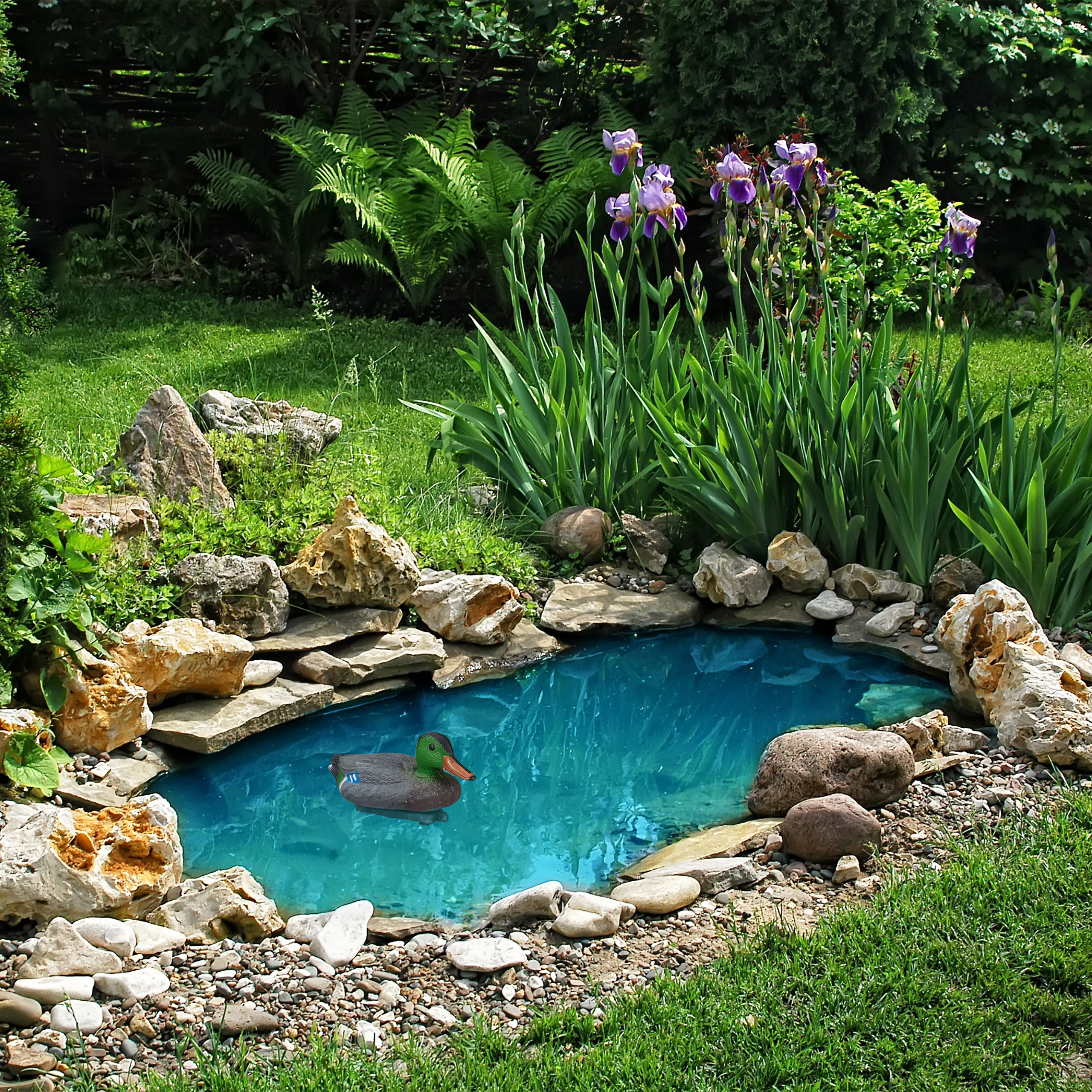 5 x Teichente Kunststoff Garten Dekoente Schwimmente Teichdeko Lockente Erpel