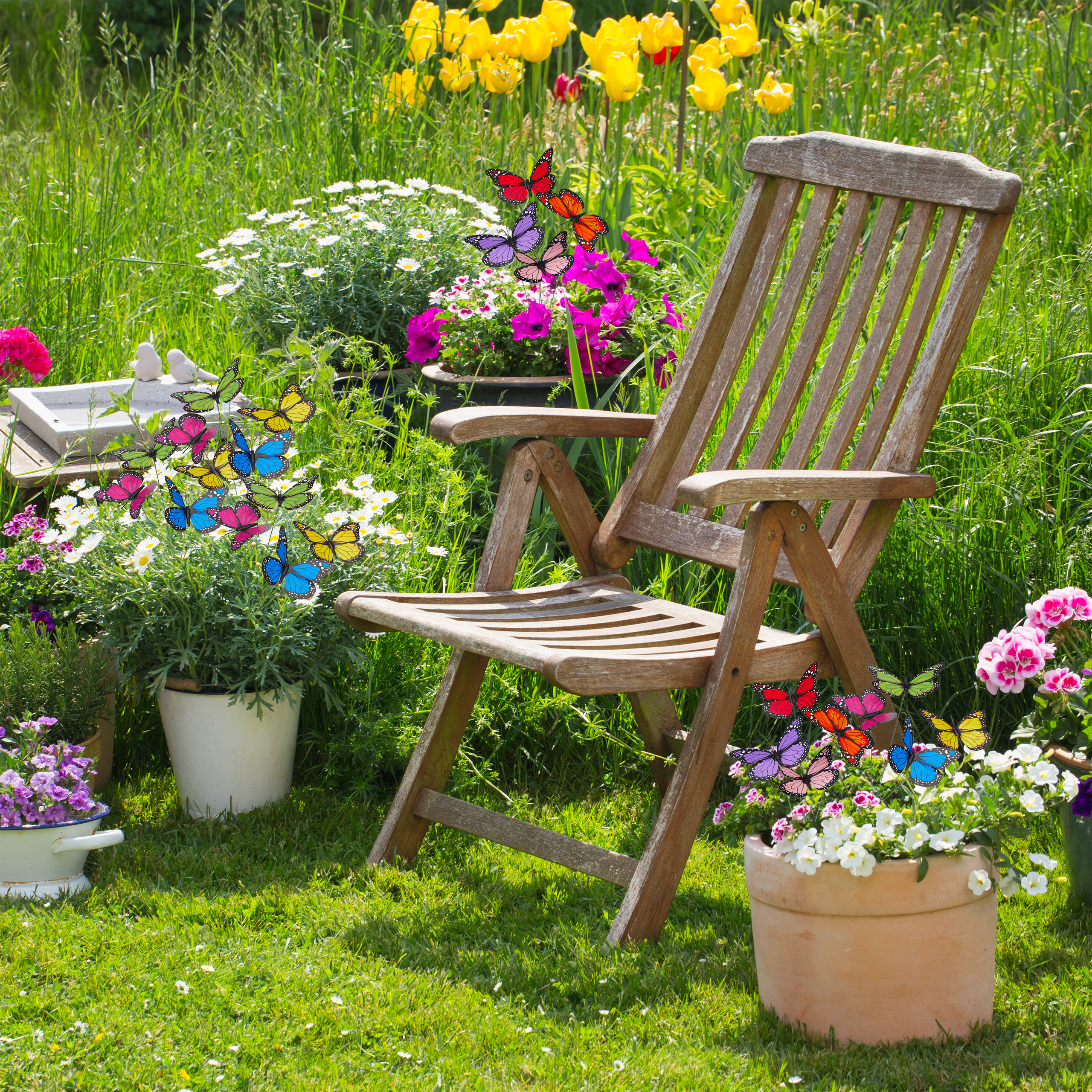 72 x Gartendeko Schmetterling Pflanzkastenstecker Balkon Deko Pflanzenstecker