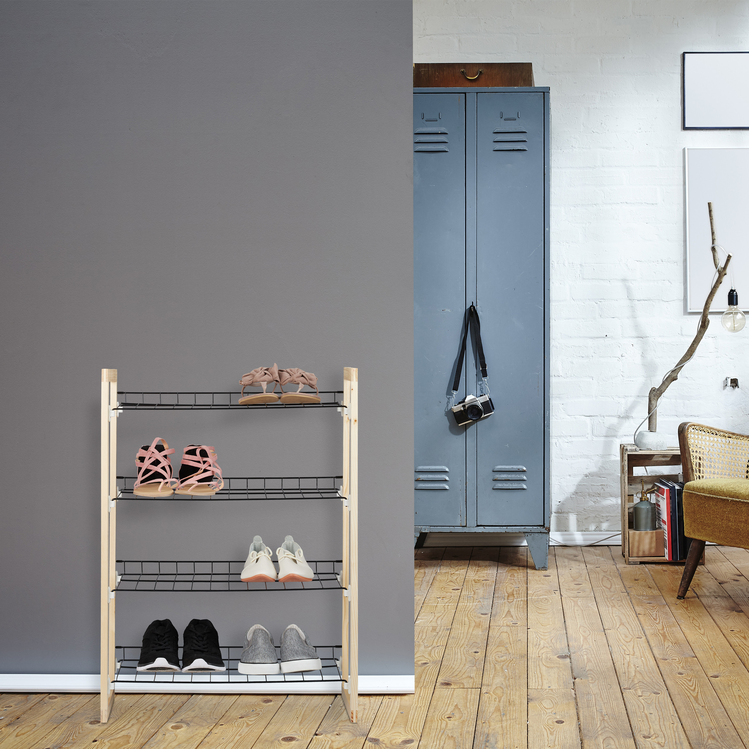 Schuhregal Schuhständer Schubablage Schuhaufbewahrung Metall Holz Shoe