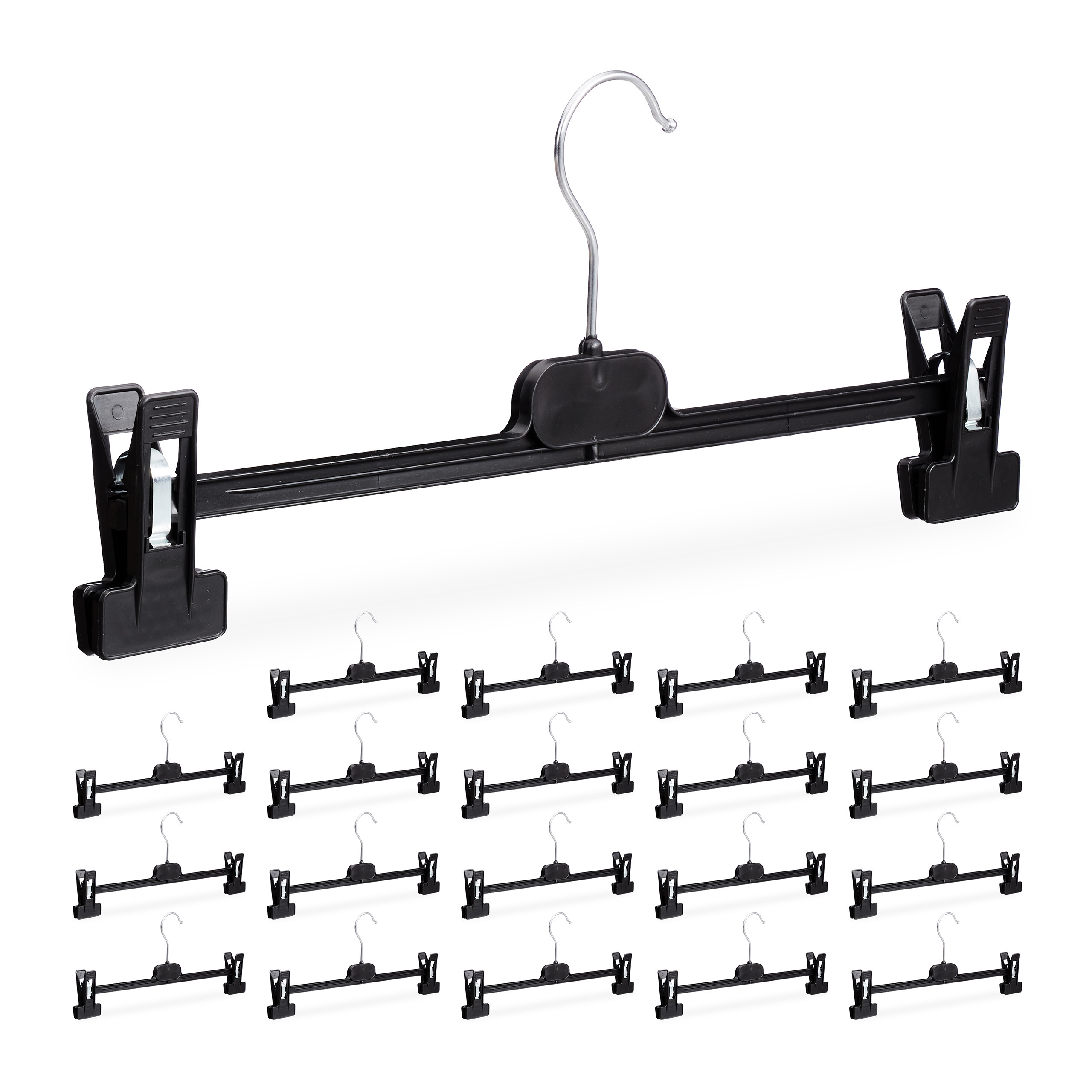 10x Platzsparende Kleiderbügel mit 2 Clips Metallbügel Hosenbügel Klemmbügel