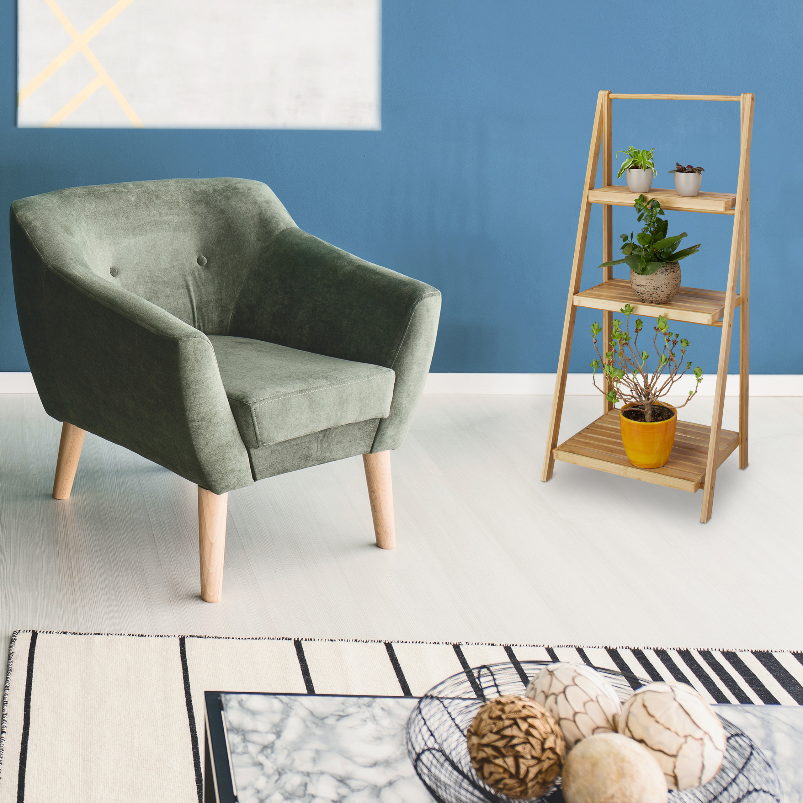 Leisure Season PSL6871 Support échelle En Bois Pour Plantes – Organiseur D' Intérieur Et D'extérieur Pour Jardin, Pot De Fleurs, Accessoires Décoratifs – Étagère Verticale En A Pour Terrasse, Balcon