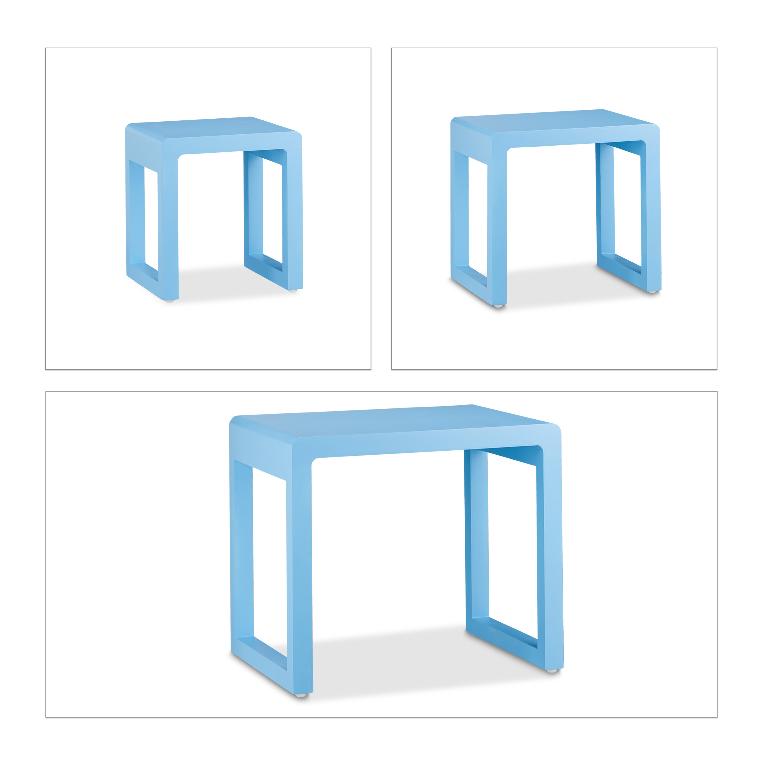 Set 2 Tavolini Sovrapponibili Relaxdays Design Scandinavo - Bianco, 48x60cm E 40x40cm, Gambe In Legno - Foto 5