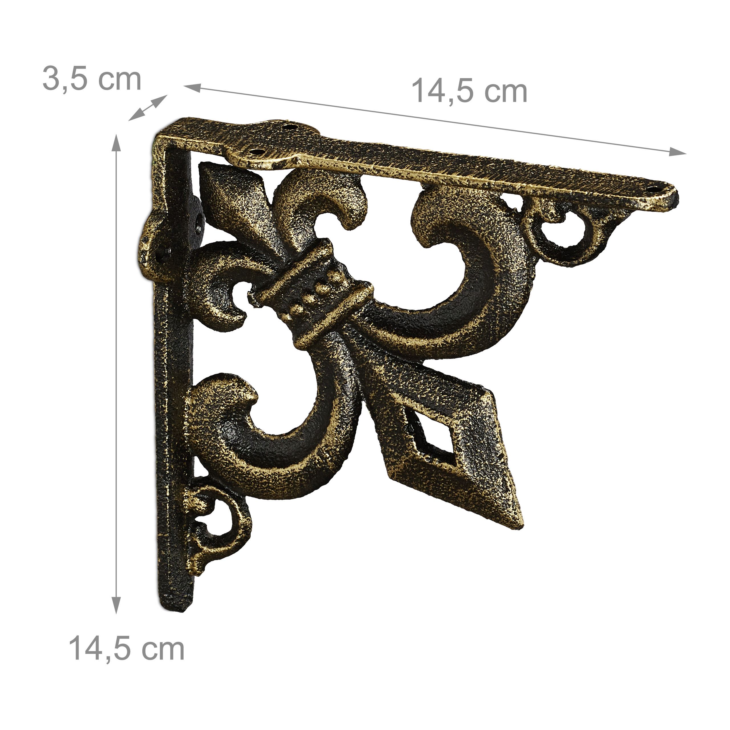 Équerres étagères Murales Vintage En Fonte, Lot De 2, Style Baroque Bronze - Pour Salon, Chambre, Salle De Bain