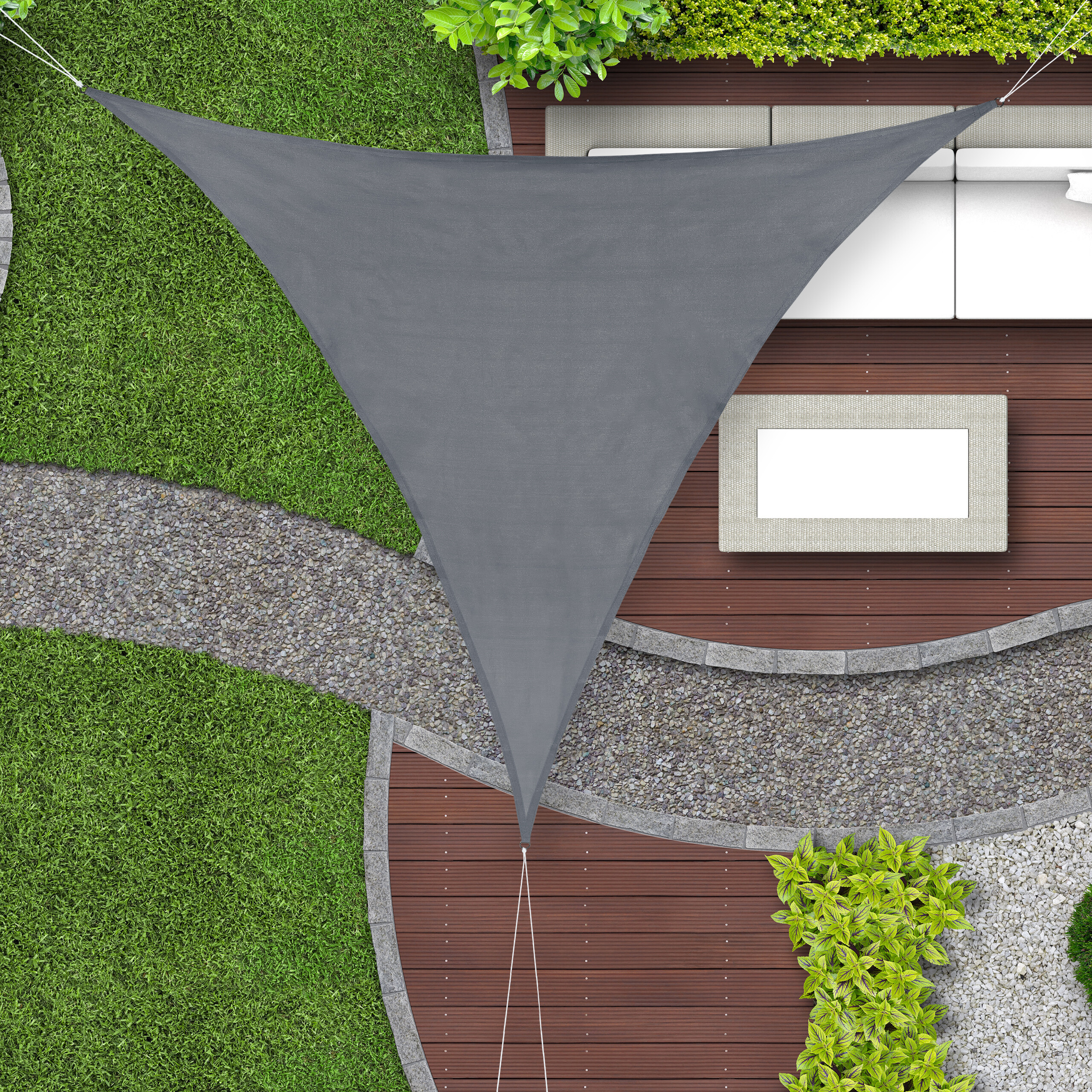 Toldo vela triangular Parasol HDPE Sombreo cóncavo Sombraje lona para jardín - Imagen 73 de 96