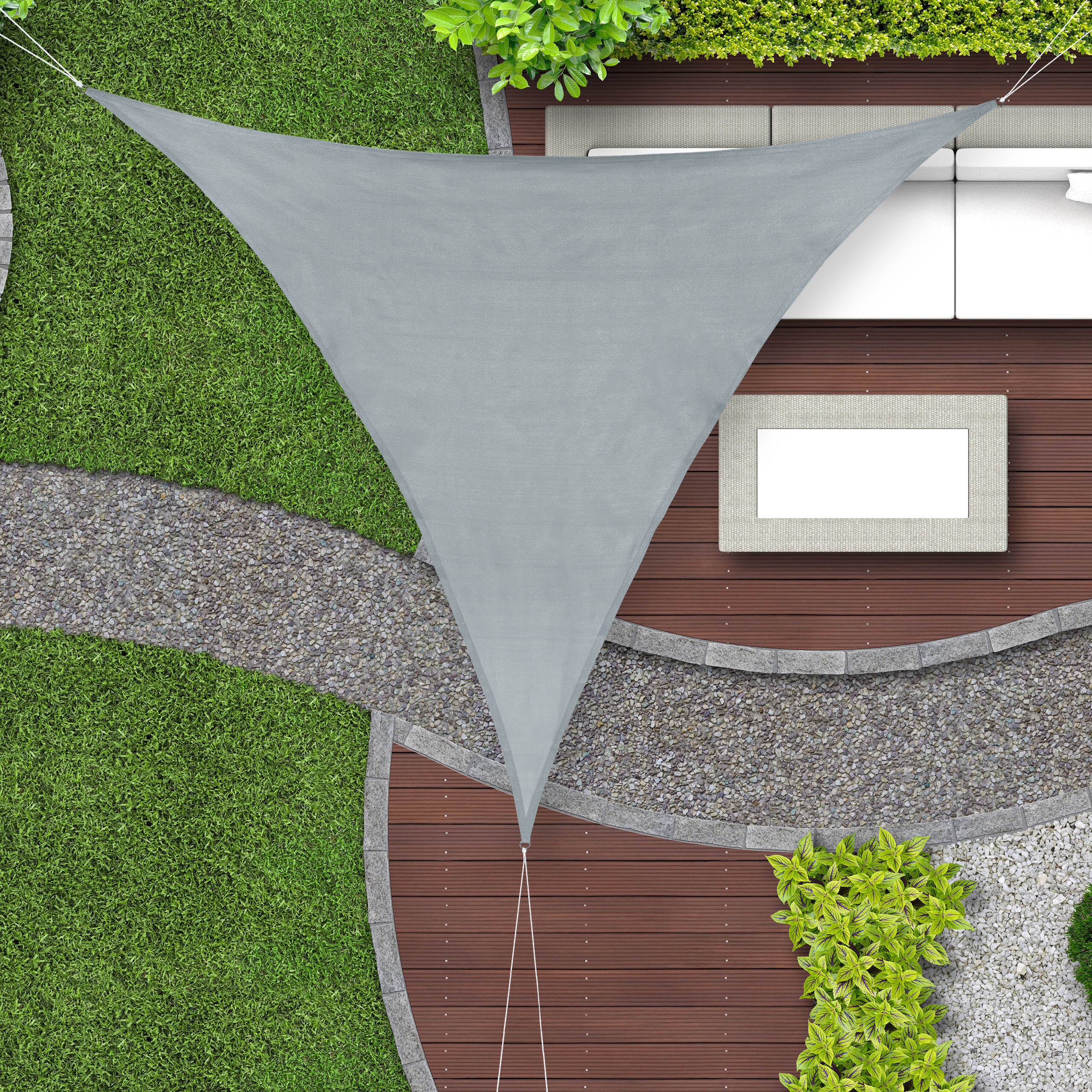 Toldo vela triangular Parasol HDPE Sombreo cóncavo Sombraje lona para jardín - Imagen 80 de 96