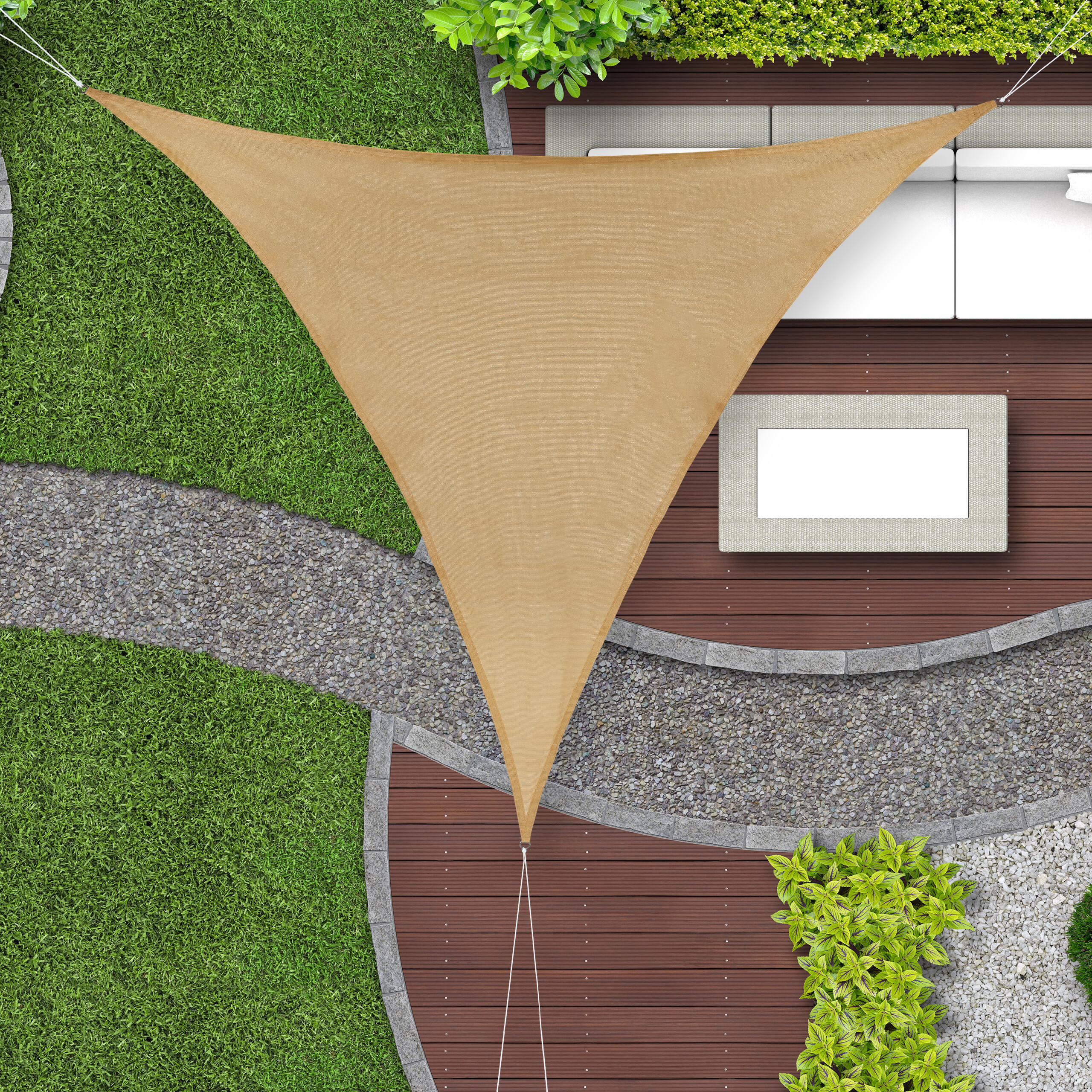 Toldo vela triangular Parasol HDPE Sombreo cóncavo Sombraje lona para jardín - Imagen 52 de 96