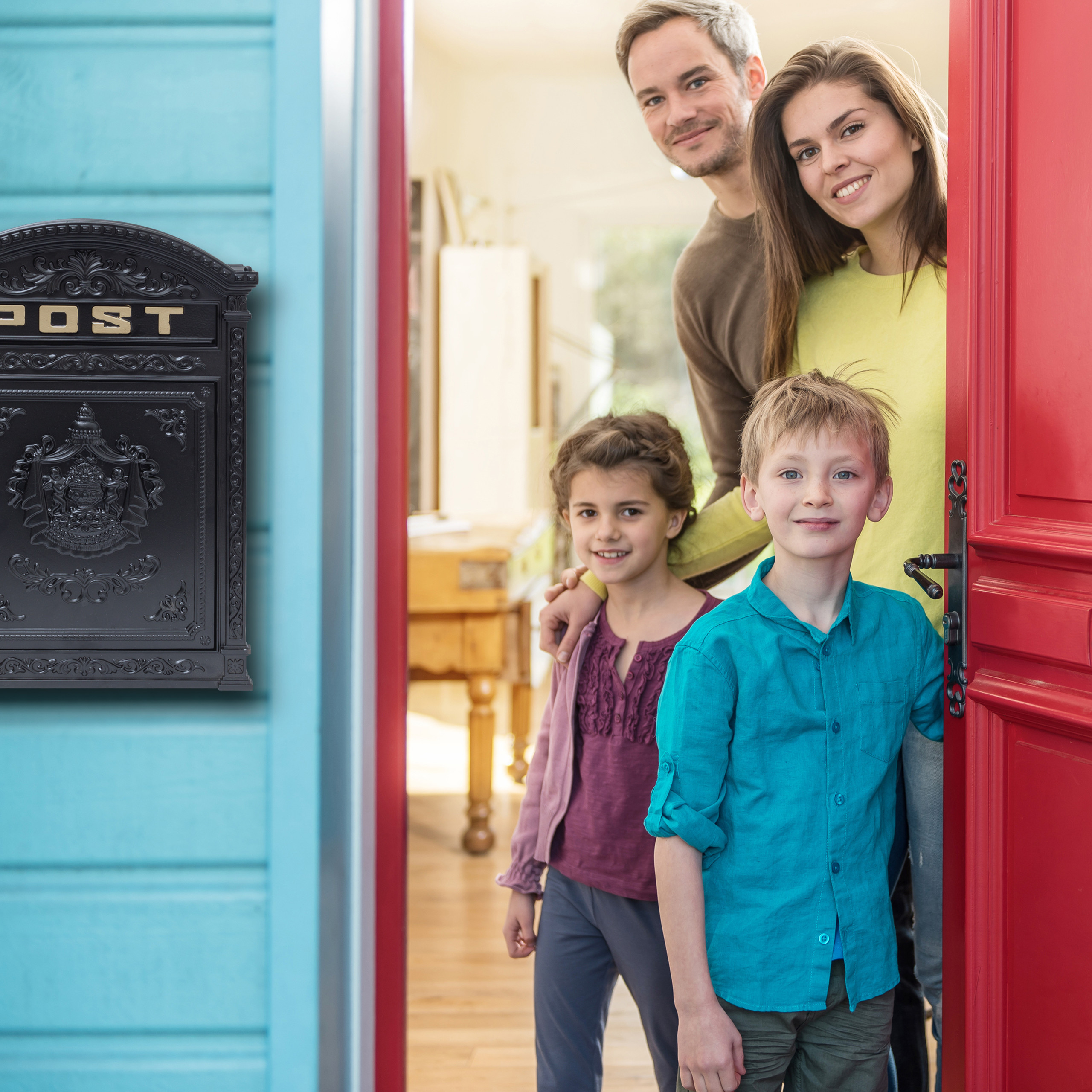 WALL POSTBOX ANTIQUE Nostalgia English Post Box Letter Box Aluminium 