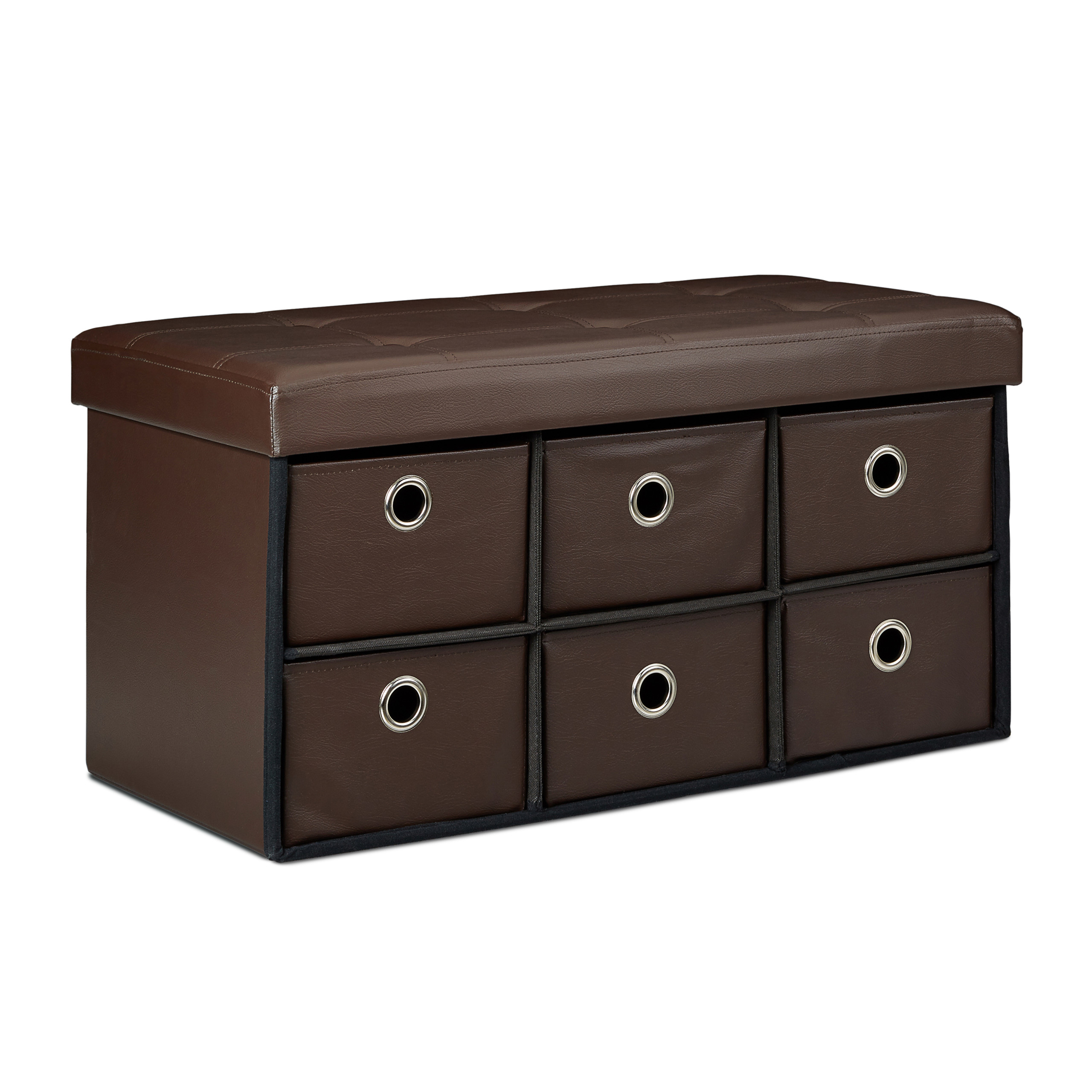 Sitzbank mit Stauraum 6 Fächer Körbe Ottomane Sitzhocker Aufbewahrung