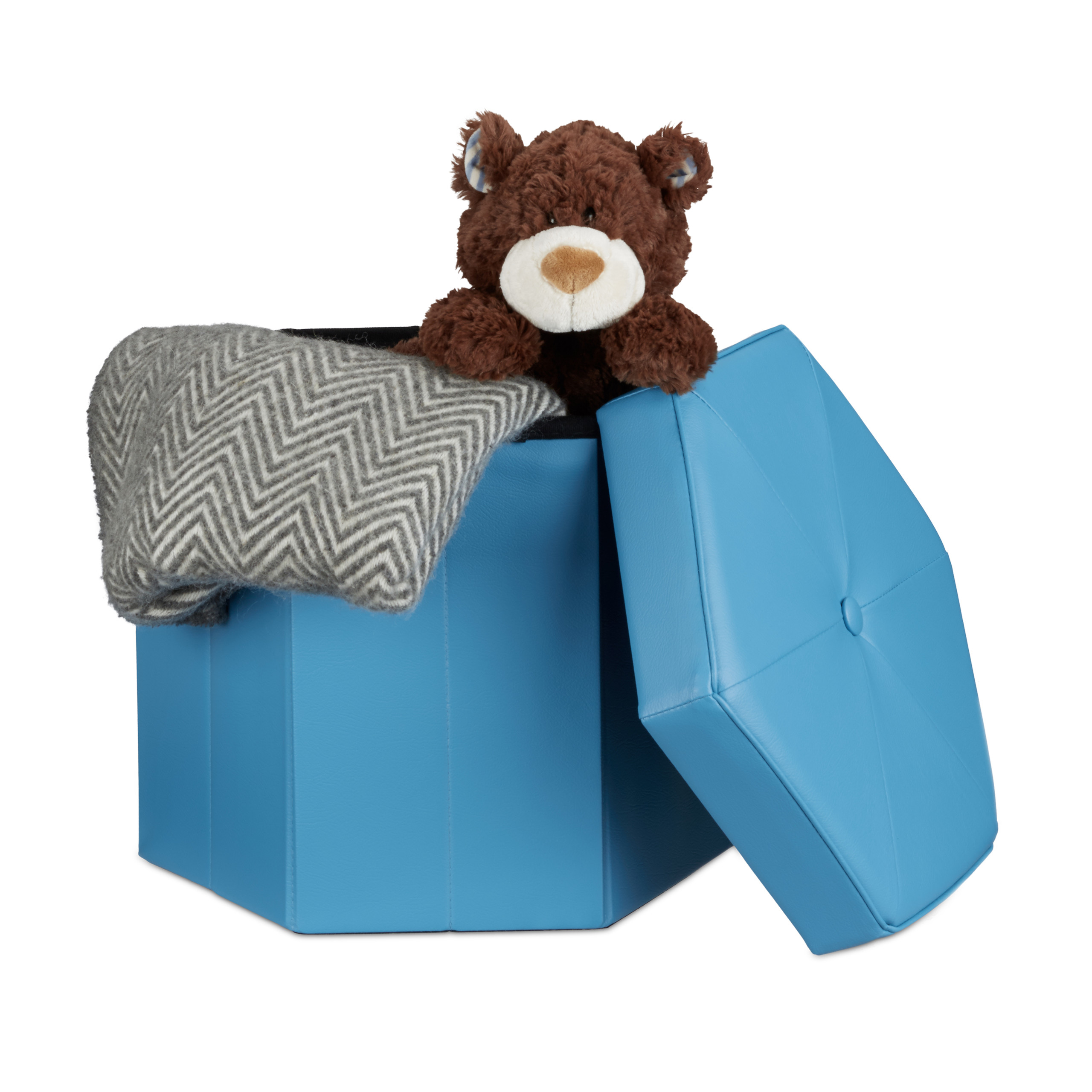 Faltbarer Sitzhocker Kunstleder Sitzwürfel Aufbewahrung Hocker Leder