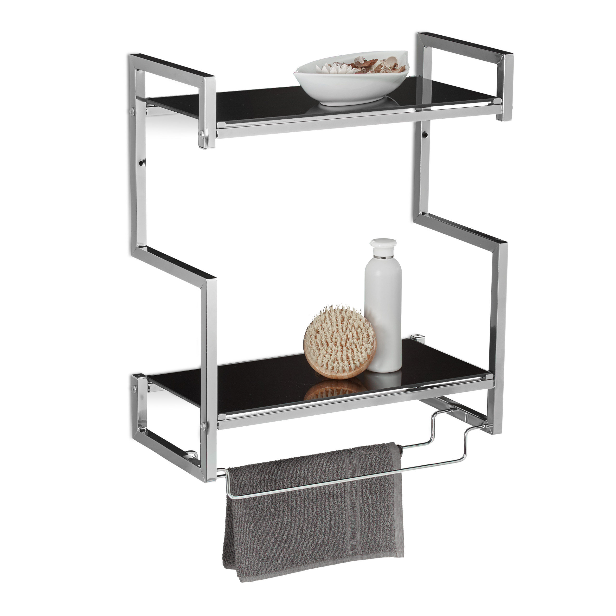 Handtuchhalter Badregal Wandhanduchhalter GLASS Wandregal 2 Ablagen