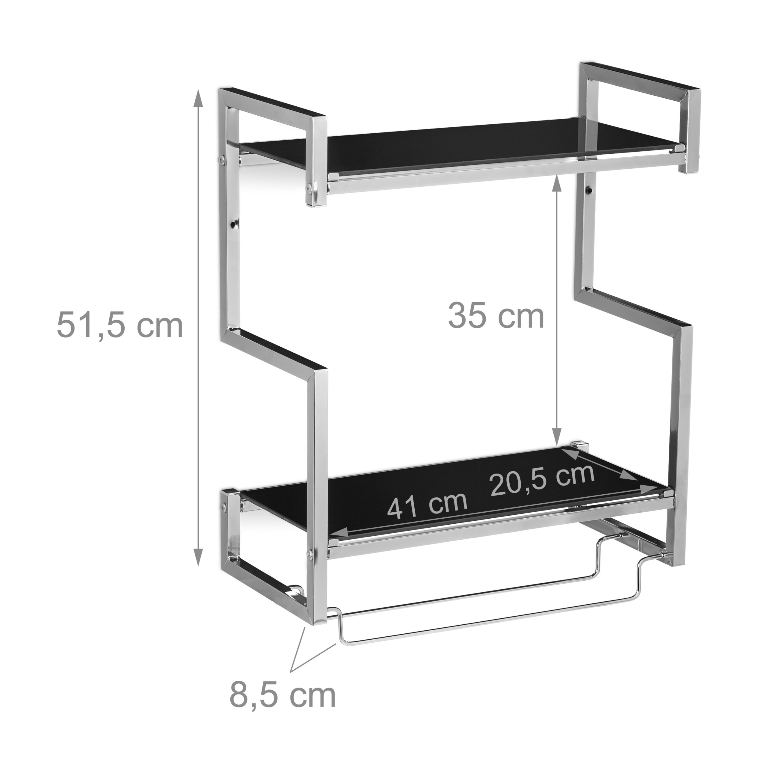 Handtuchhalter Badregal Wandhanduchhalter GLASS Wandregal 2 Ablagen