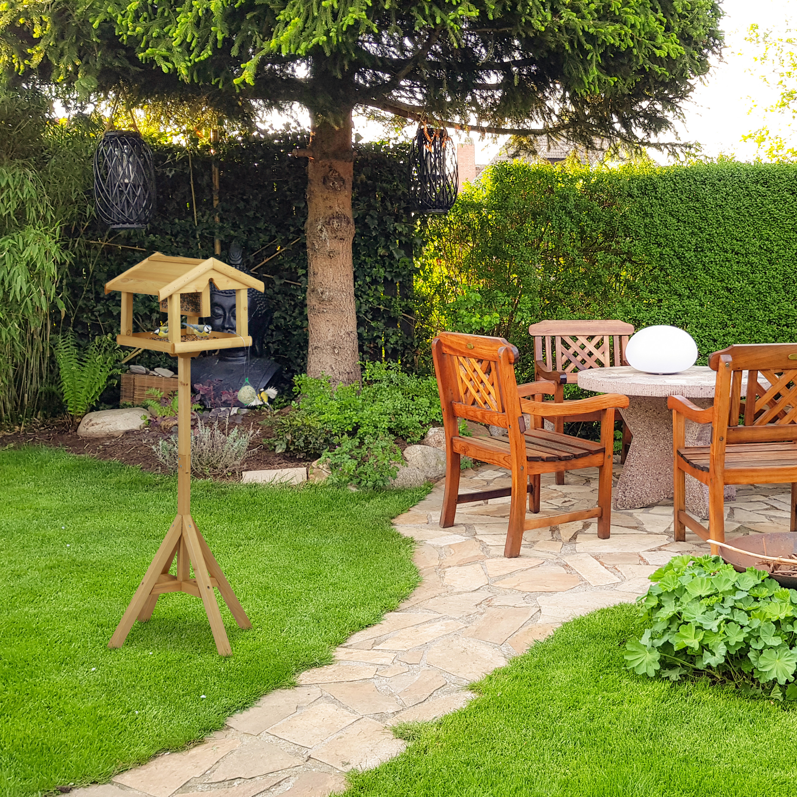 Vogelhaus mit Ständer Futterhaus Vögel mit Futtersilo
