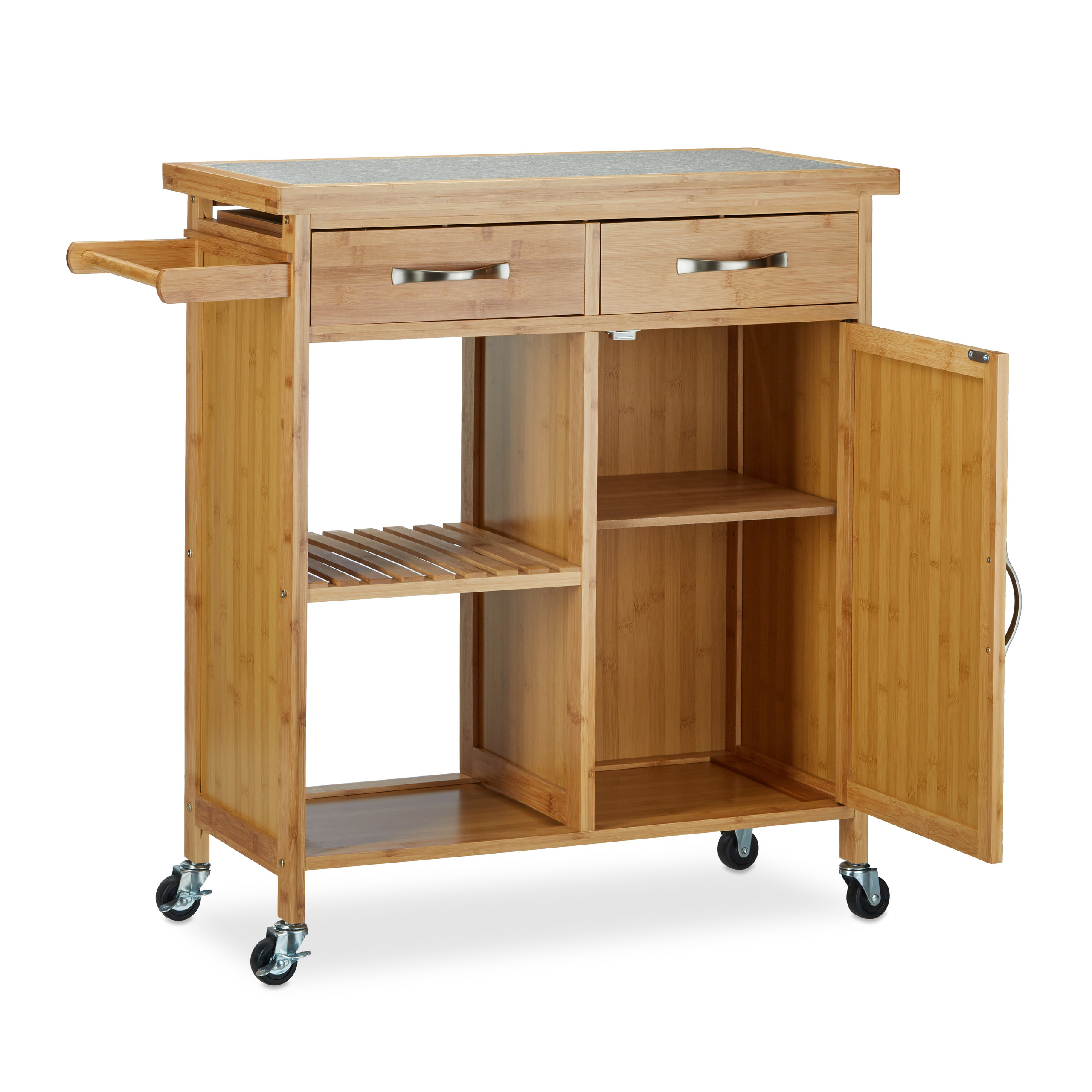 Desserte de cuisine en bambou chariot de service en bois îlot à