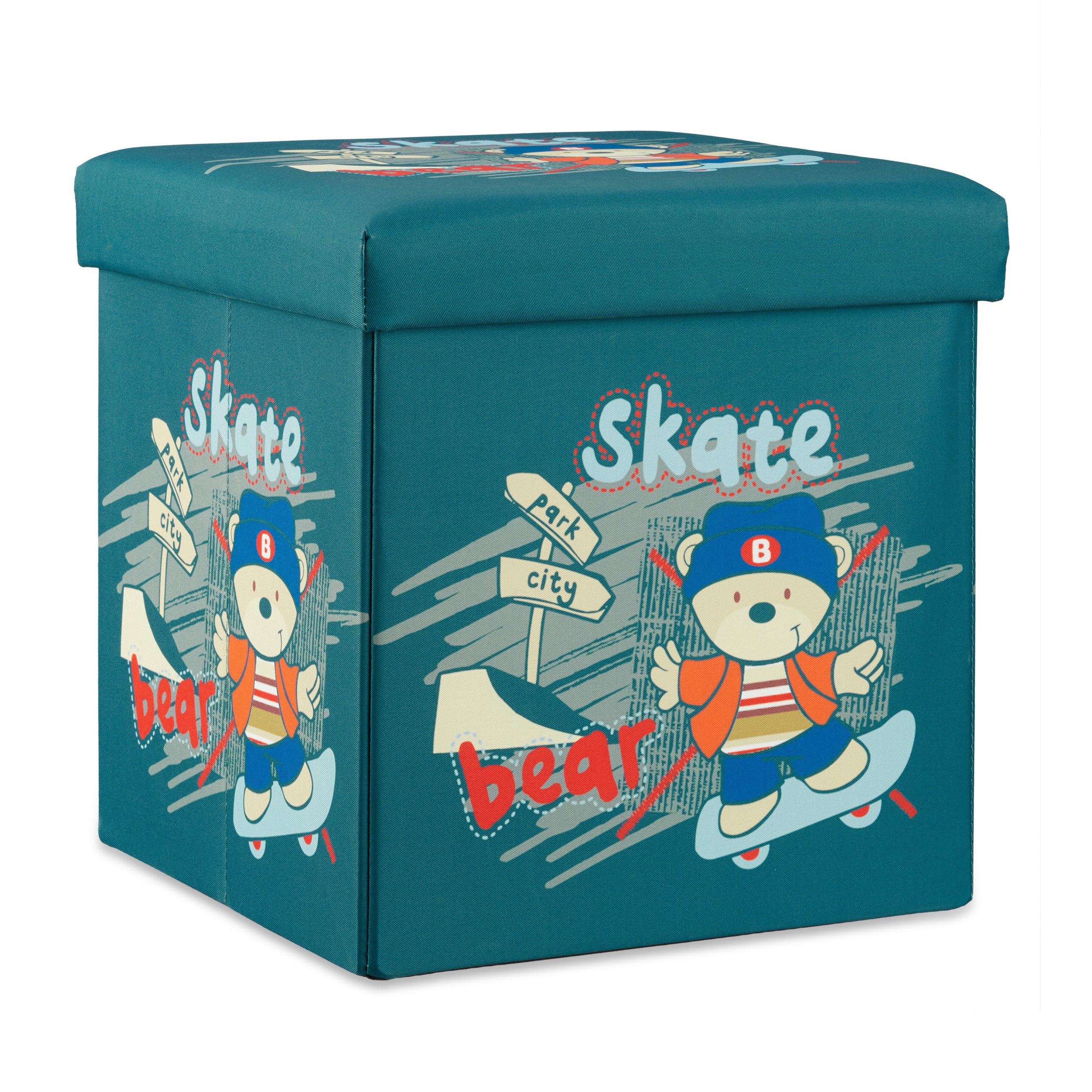 Taburete infantil plegable, Puff plegable, Baúl juguetes, Banco