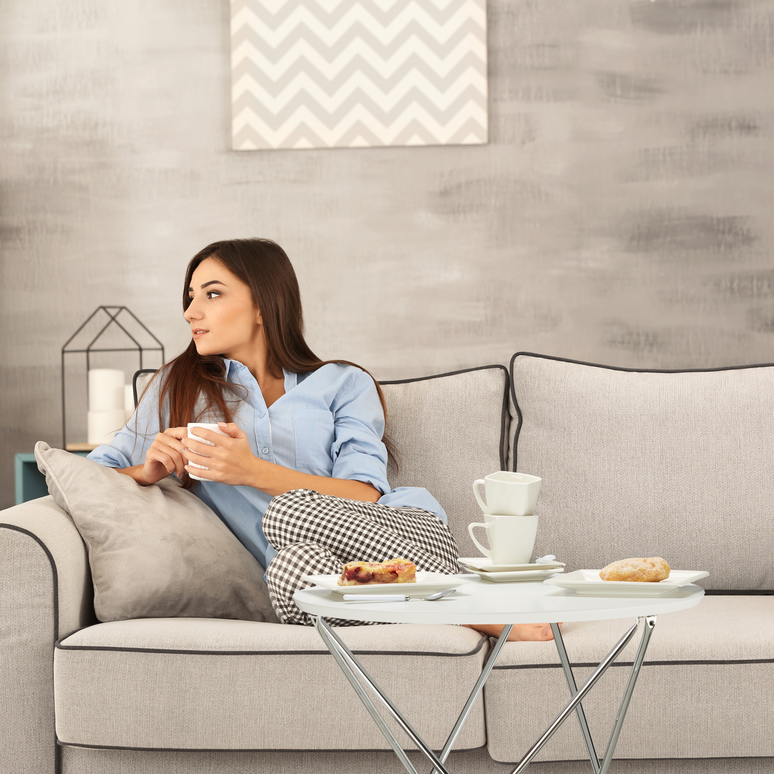 Beistelltisch rund Couchtisch Wohnzimmertisch weiß Metallgestell Holzplatte Een nieuwe explosieve aankoop