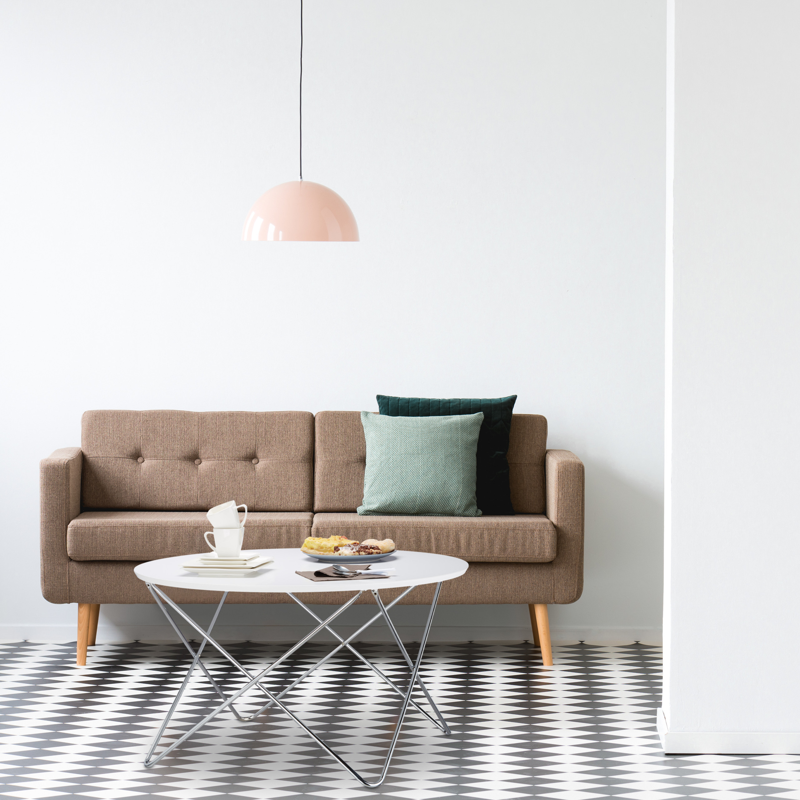 Beistelltisch rund Couchtisch Wohnzimmertisch weiß Metallgestell Holzplatte Een nieuwe explosieve aankoop