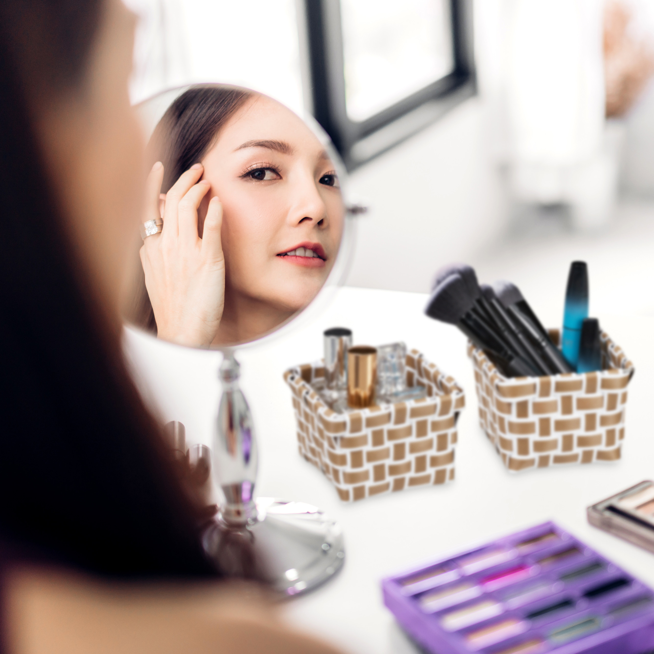 Aufbewahrungskorb geflochten 4er Set Badezimmer Körbchen Bad