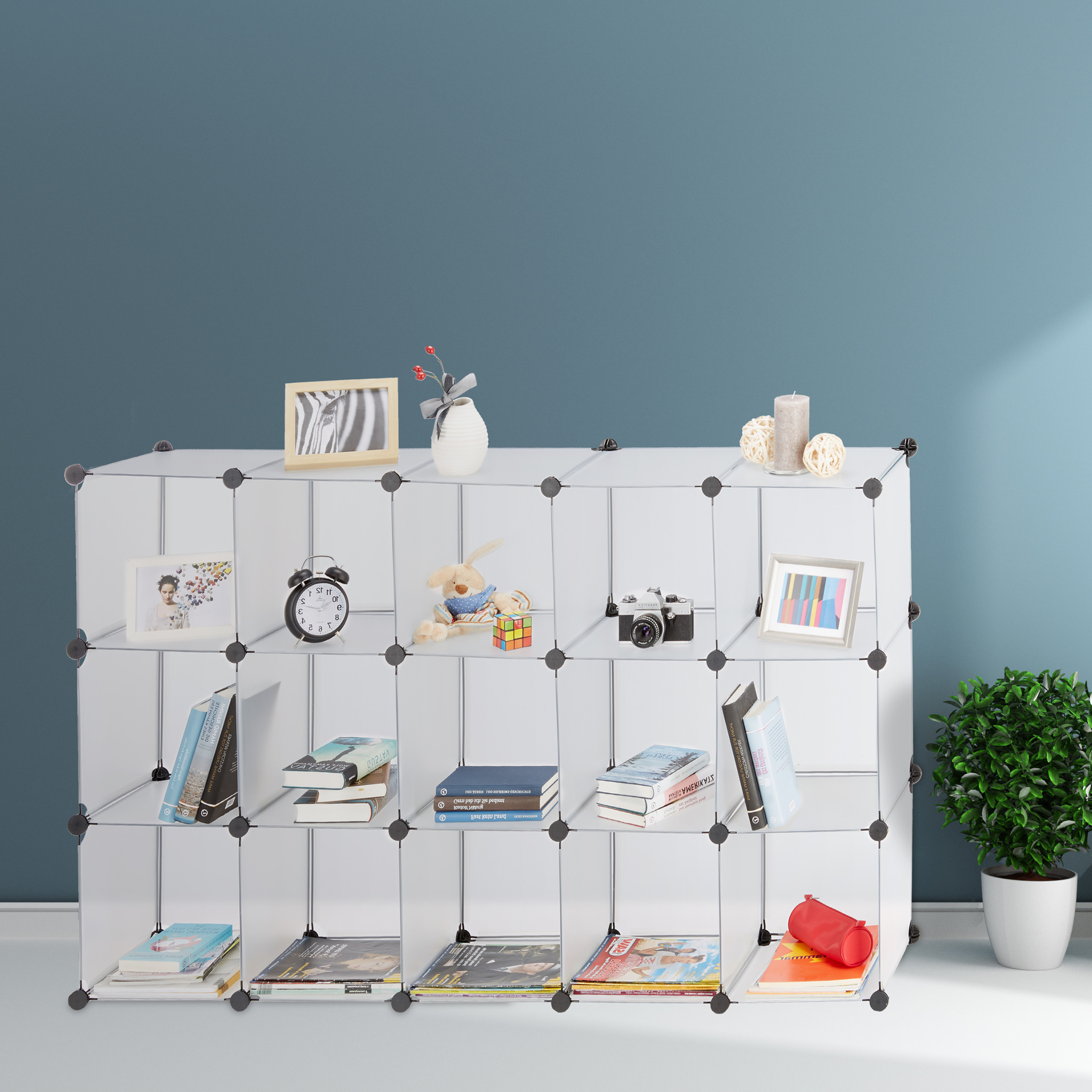 ÉTAGÈRE CUBES RANGEMENT penderie armoire 15 casiers plastique modulable