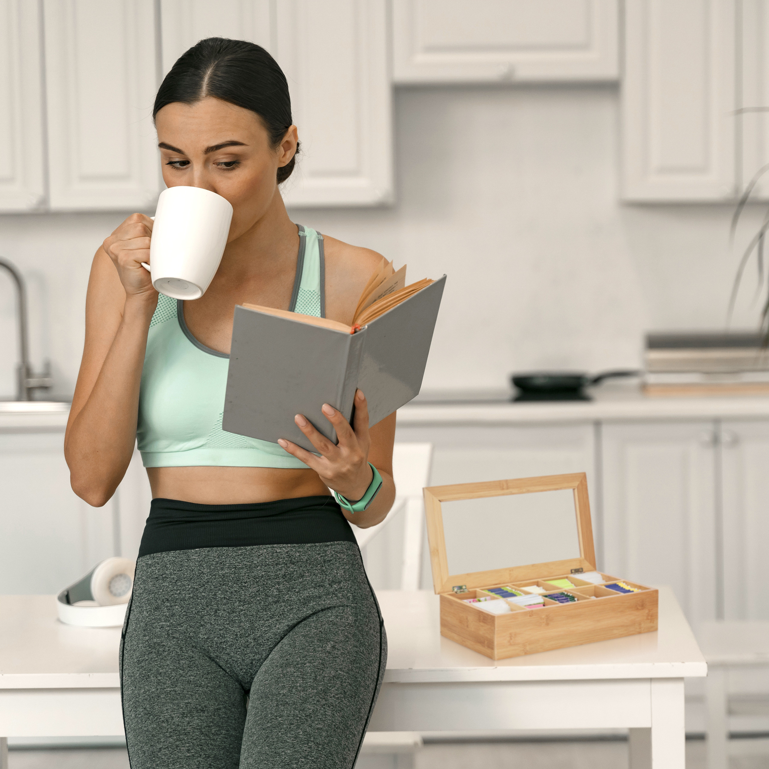 Teekasten Teeregal 10 Fächer Teebox Teebehälter Aufbewahrung Bambus