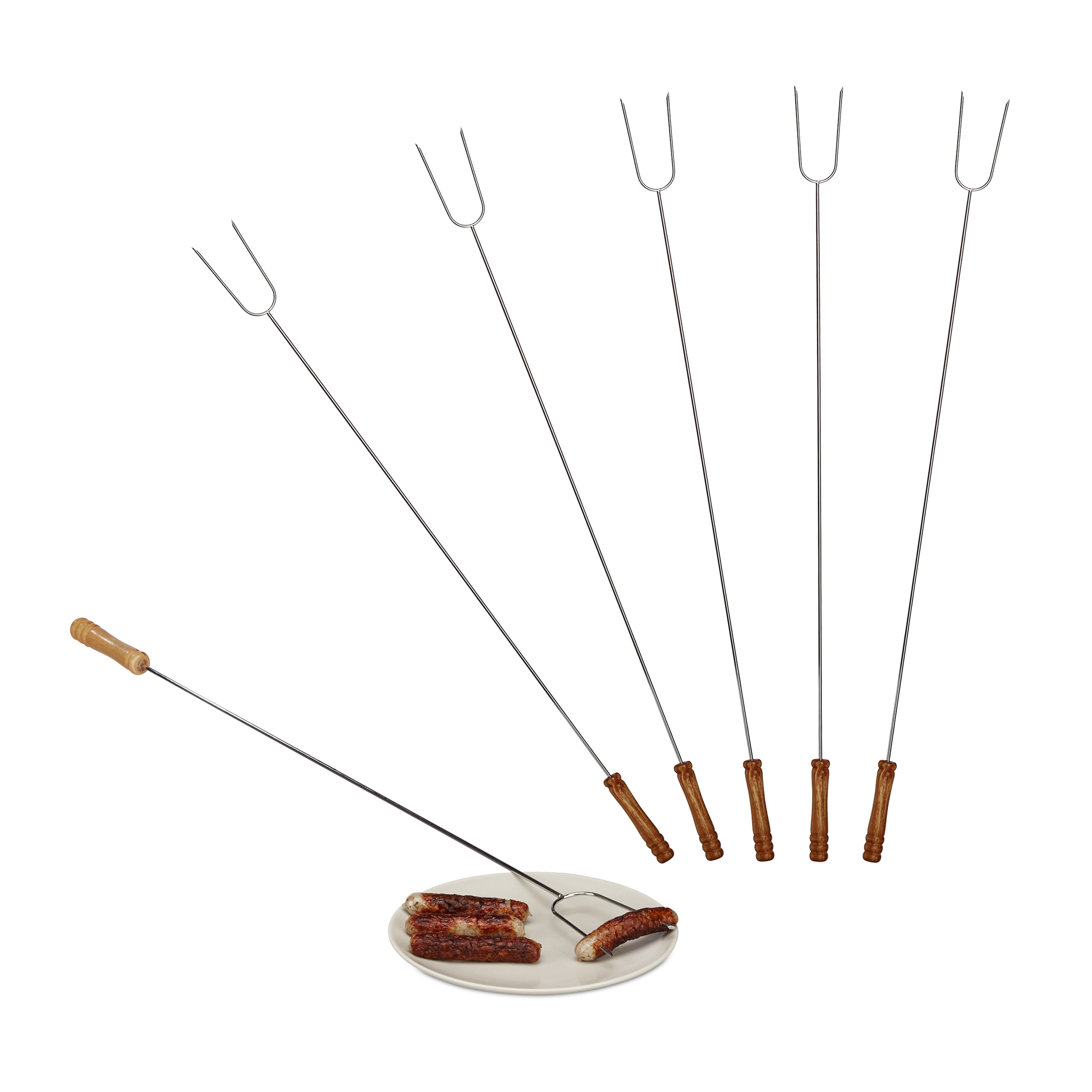 Pack de pinchos barbacoa, 6 uds., Brochetas barbacoa, Acero inoxidable