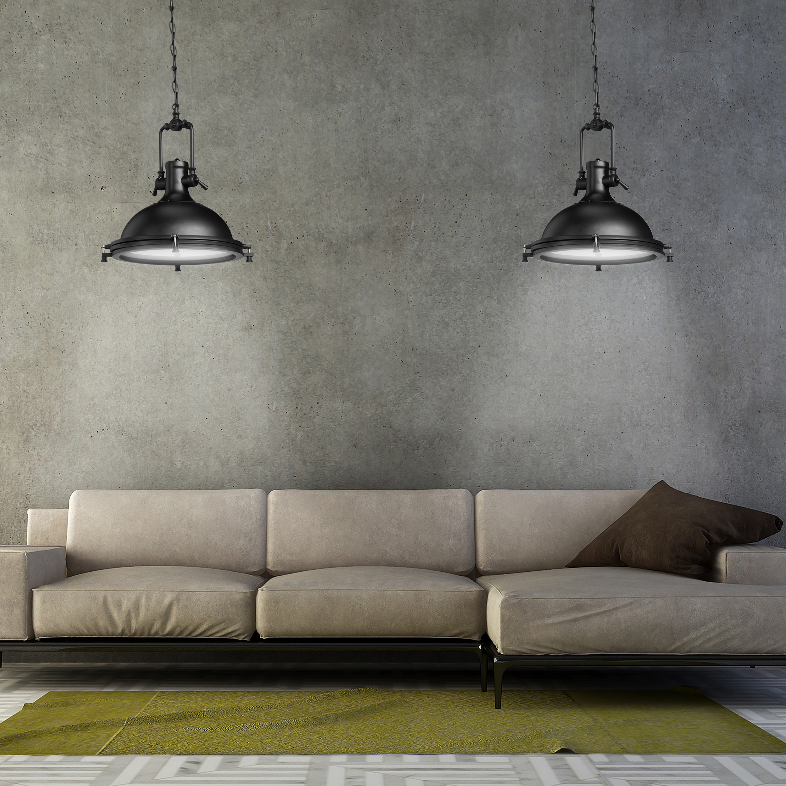 Industrie Hängelampe, Vintage Pendellampe, Retro Deckenleuchte