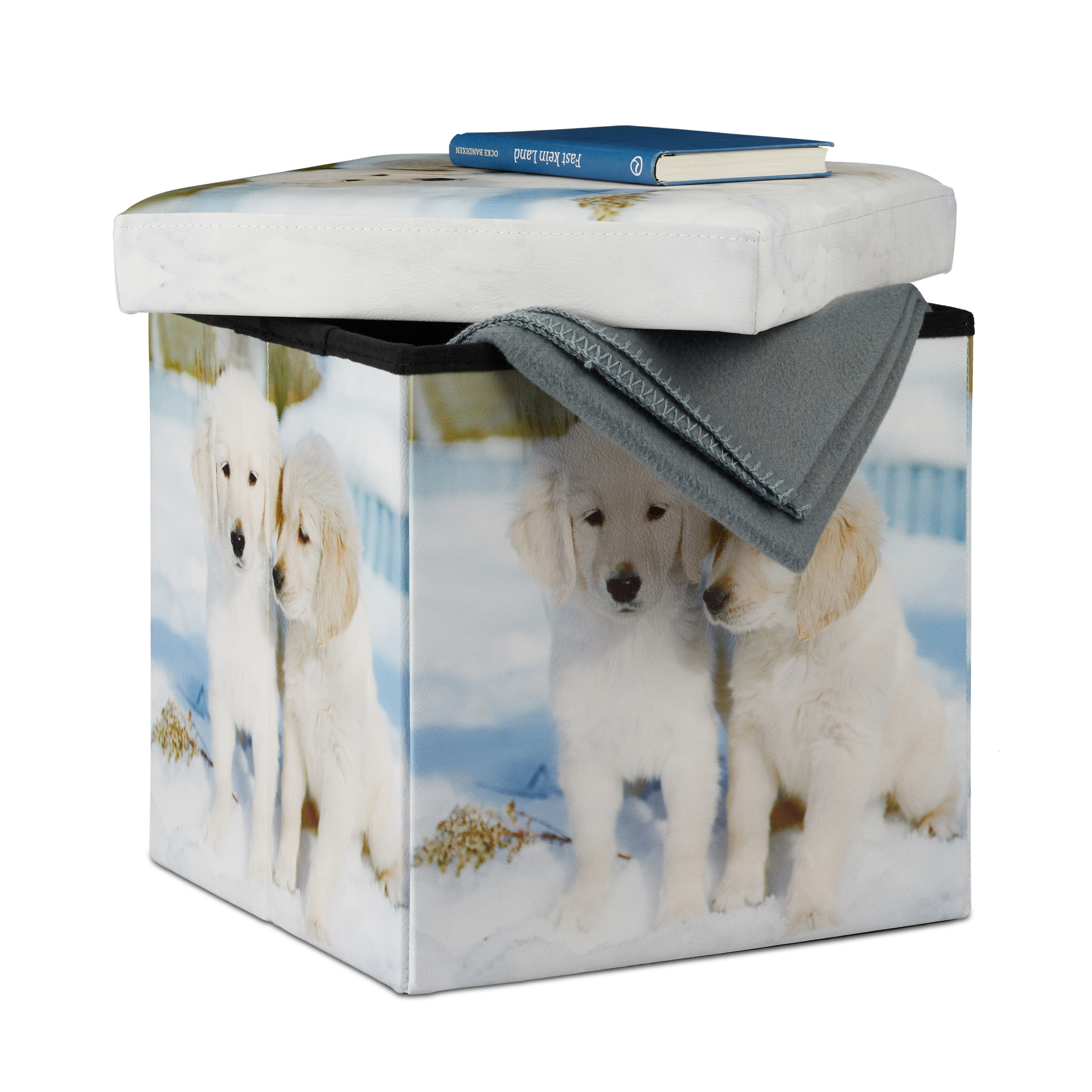 Sitzhocker mit Stauraum Sitzwürfel Sitzcube Falthocker Polsterhocker