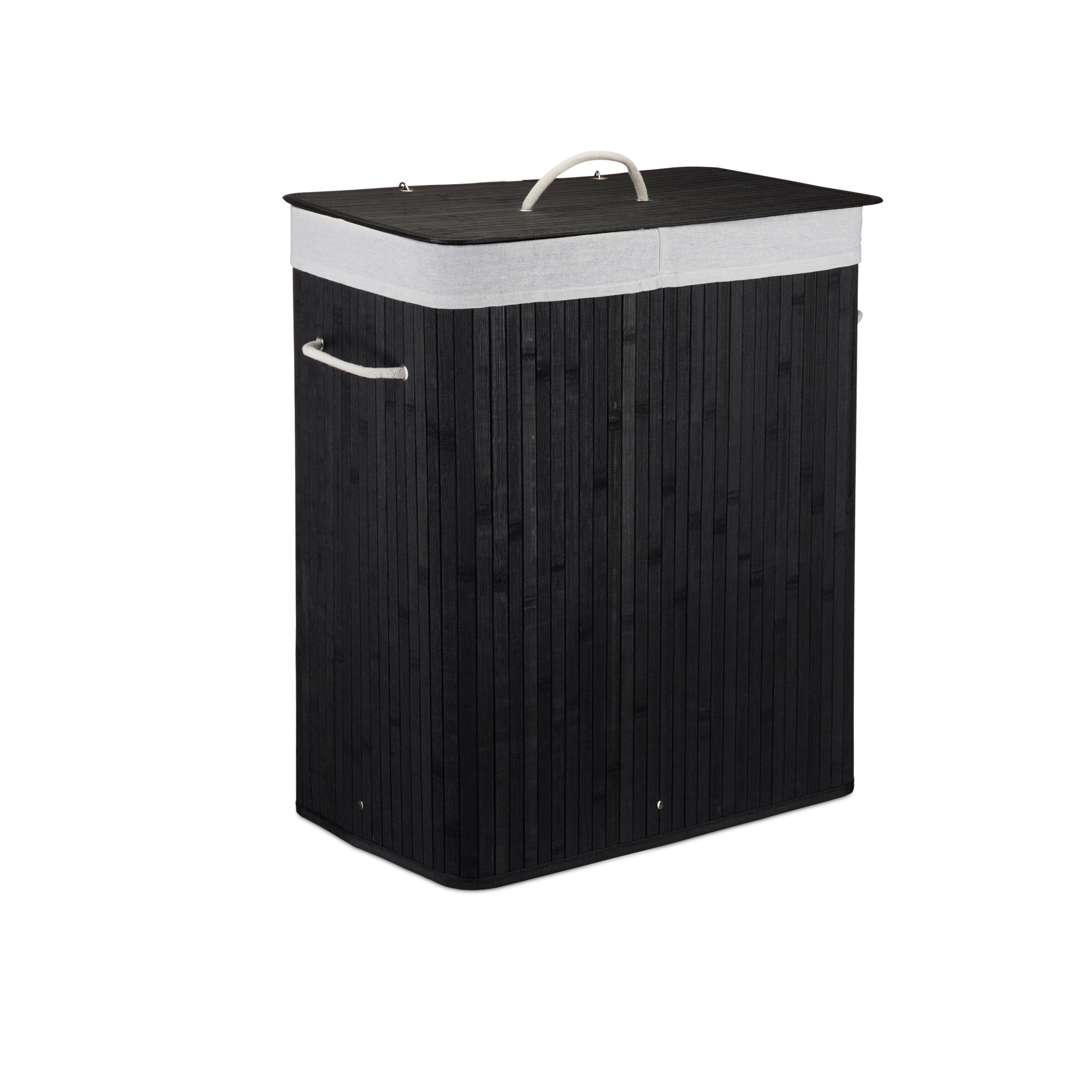 Wäschekorb Wäschesammler Bambus 2 Fächer Wäschebox 95 l faltbar mit