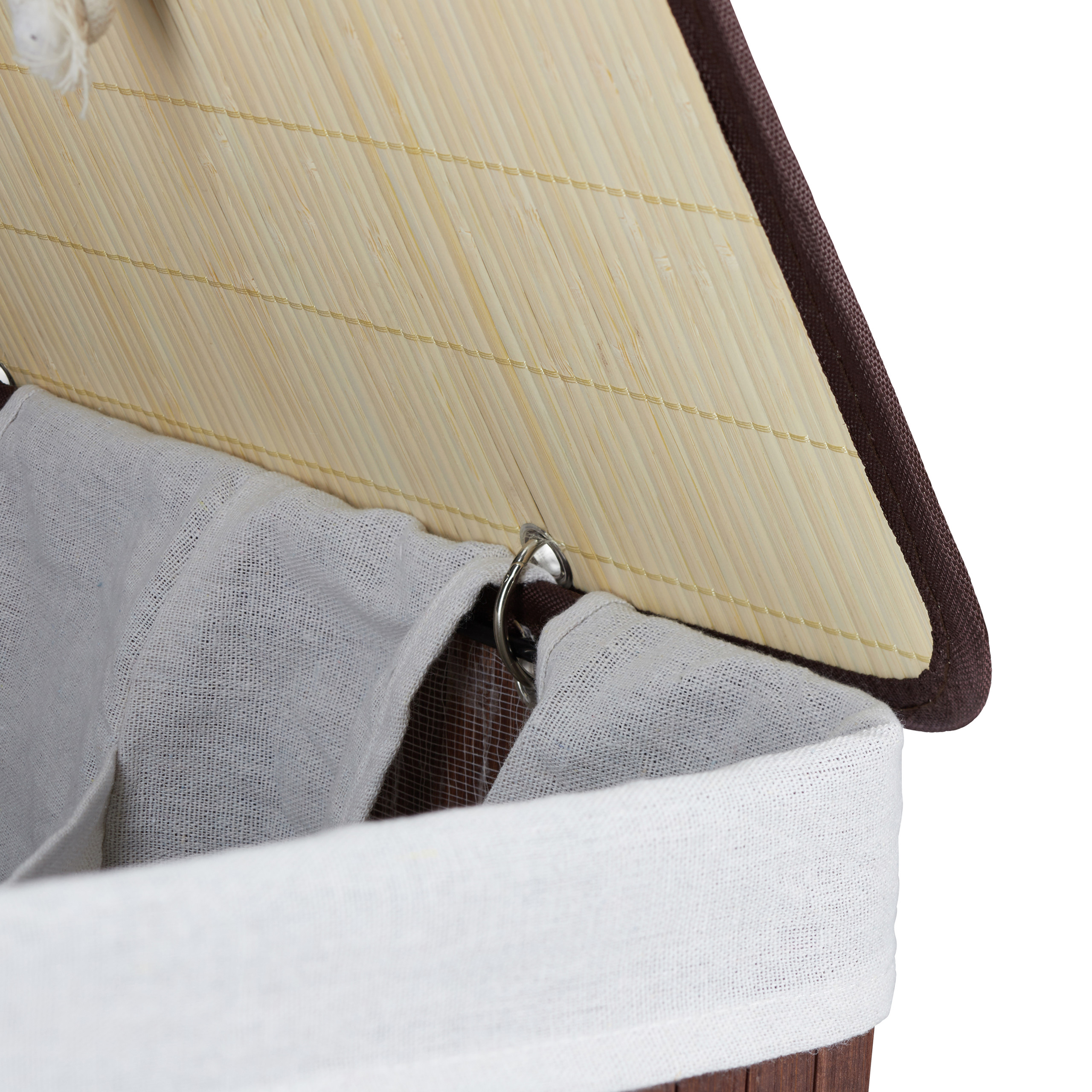 Wäschekorb Wäschesammler Bambus 2 Fächer Wäschebox 95 l faltbar mit