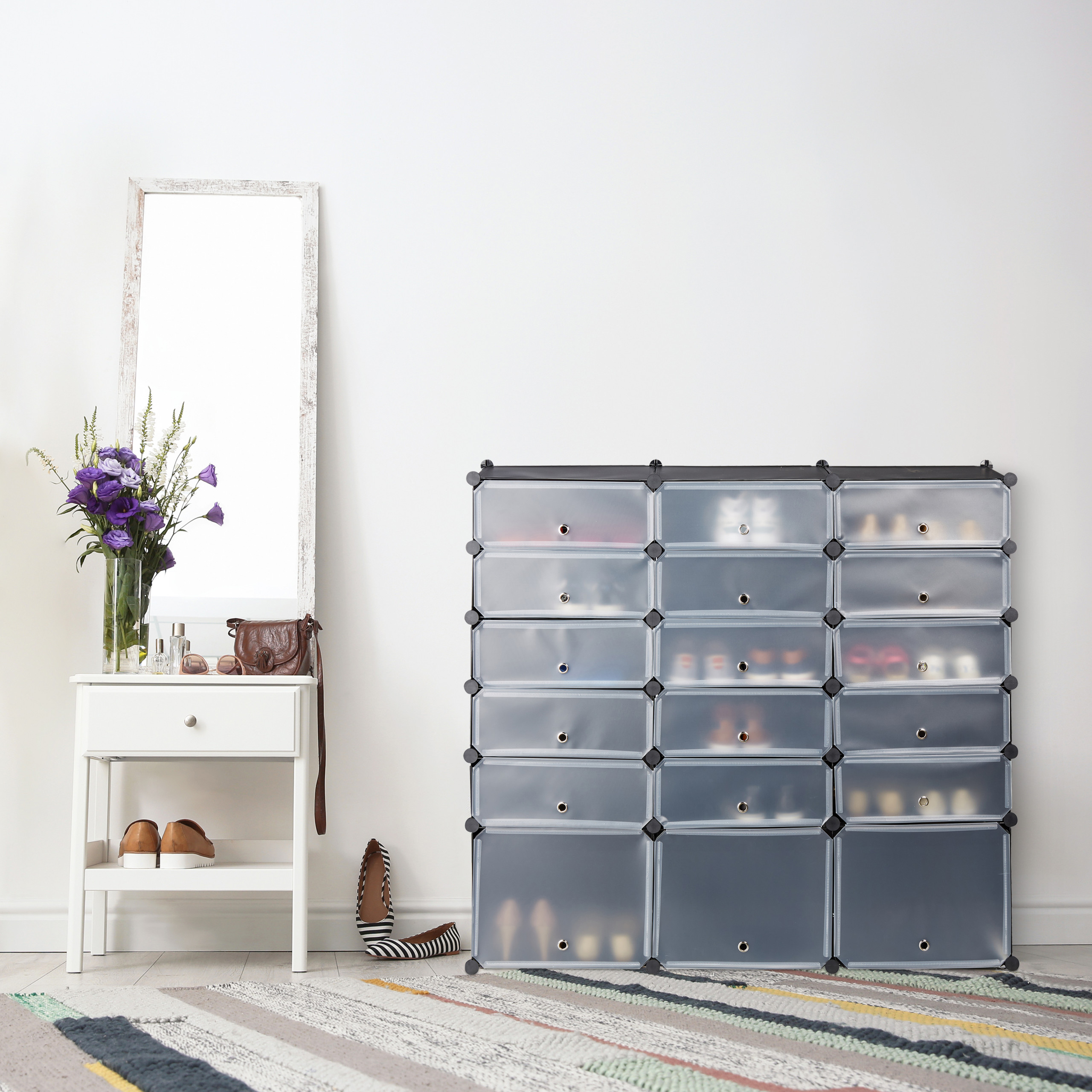 Zapatero modular 18 compartimentos, Estantería cubos, Zapatero plástico