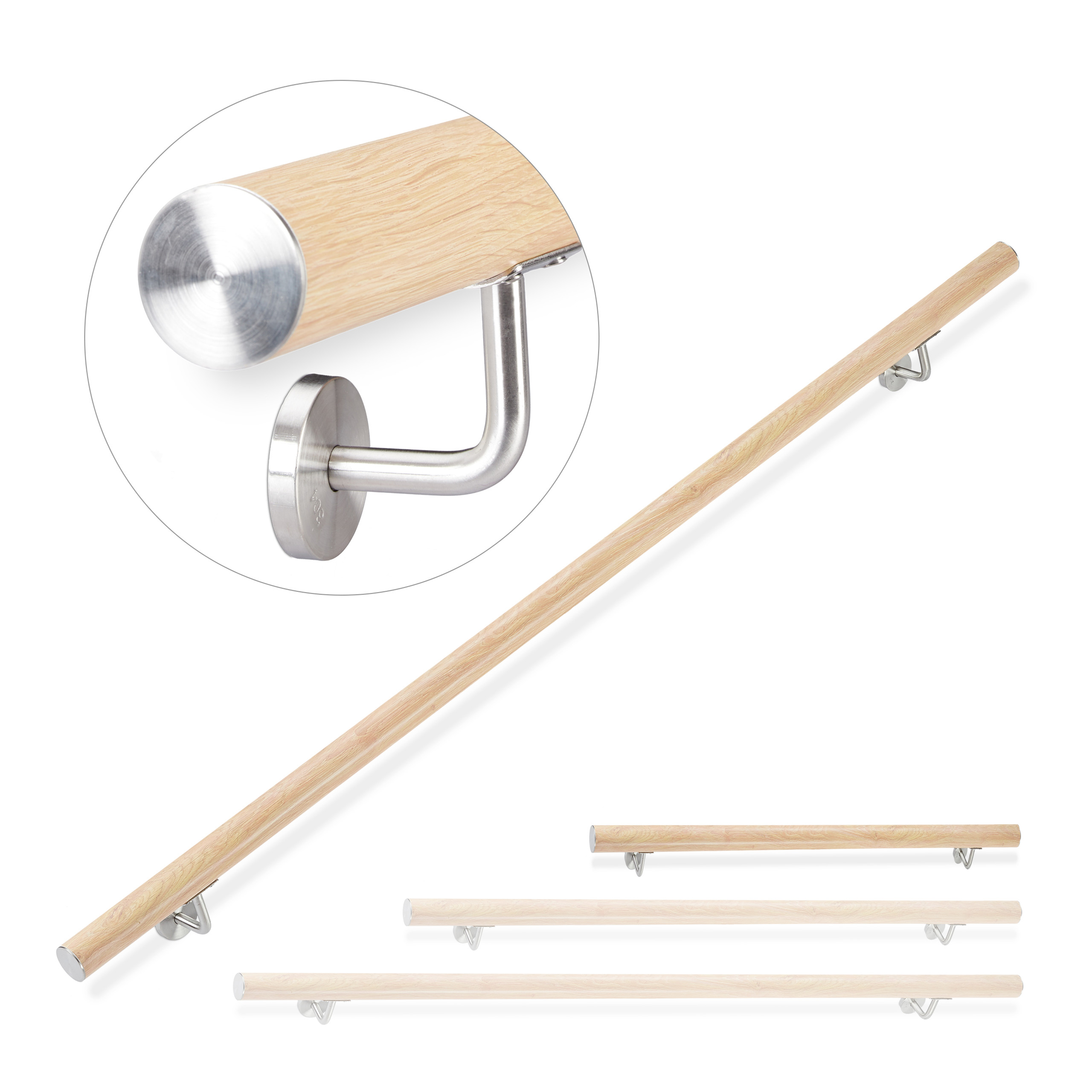 WALLMOUNT HANDRAIL WITH Wood Look, Stair Fitting, Bannister, Safety