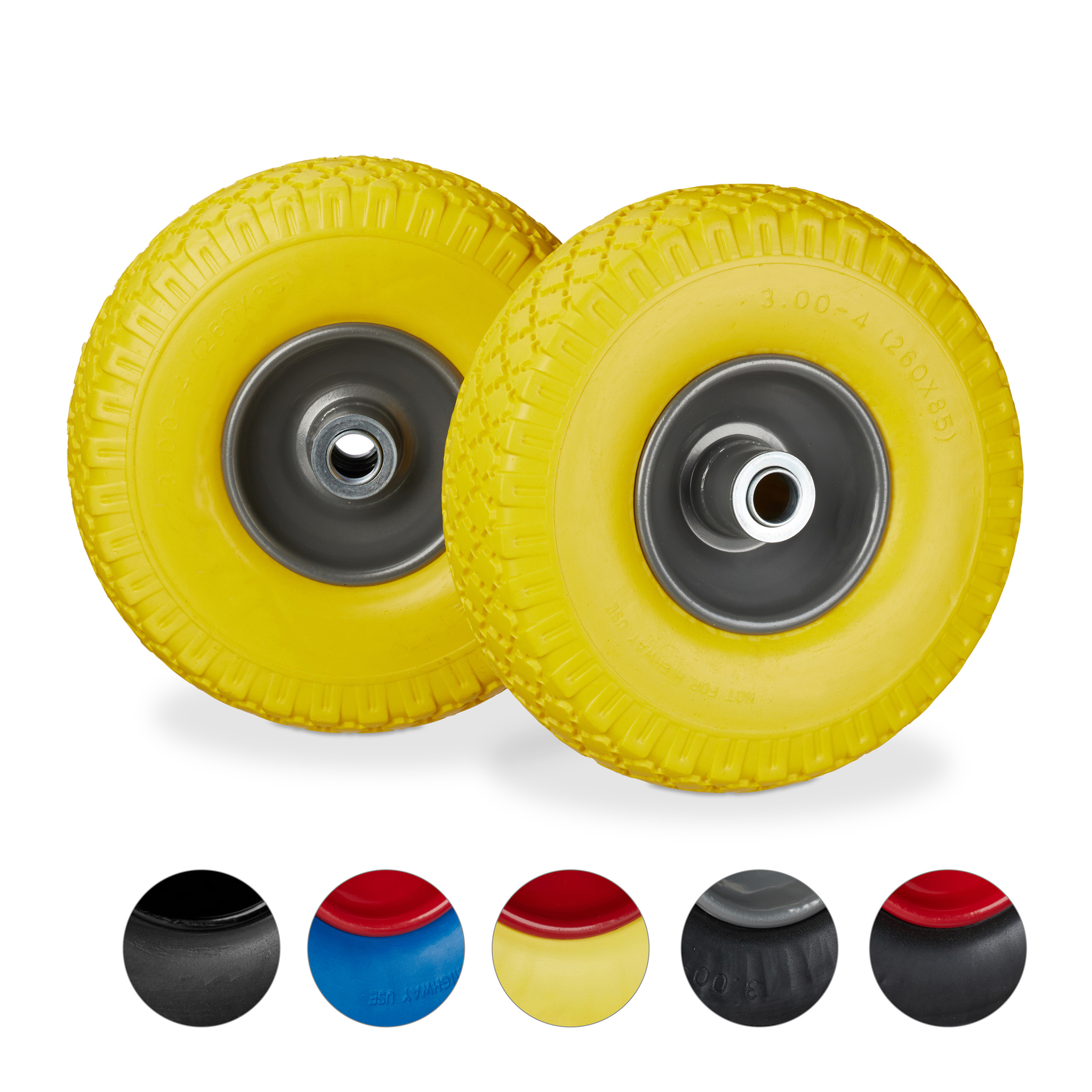 SACK CART WHEEL 20 mm axle solid rubber wheel Set of 2 100 kg handcart