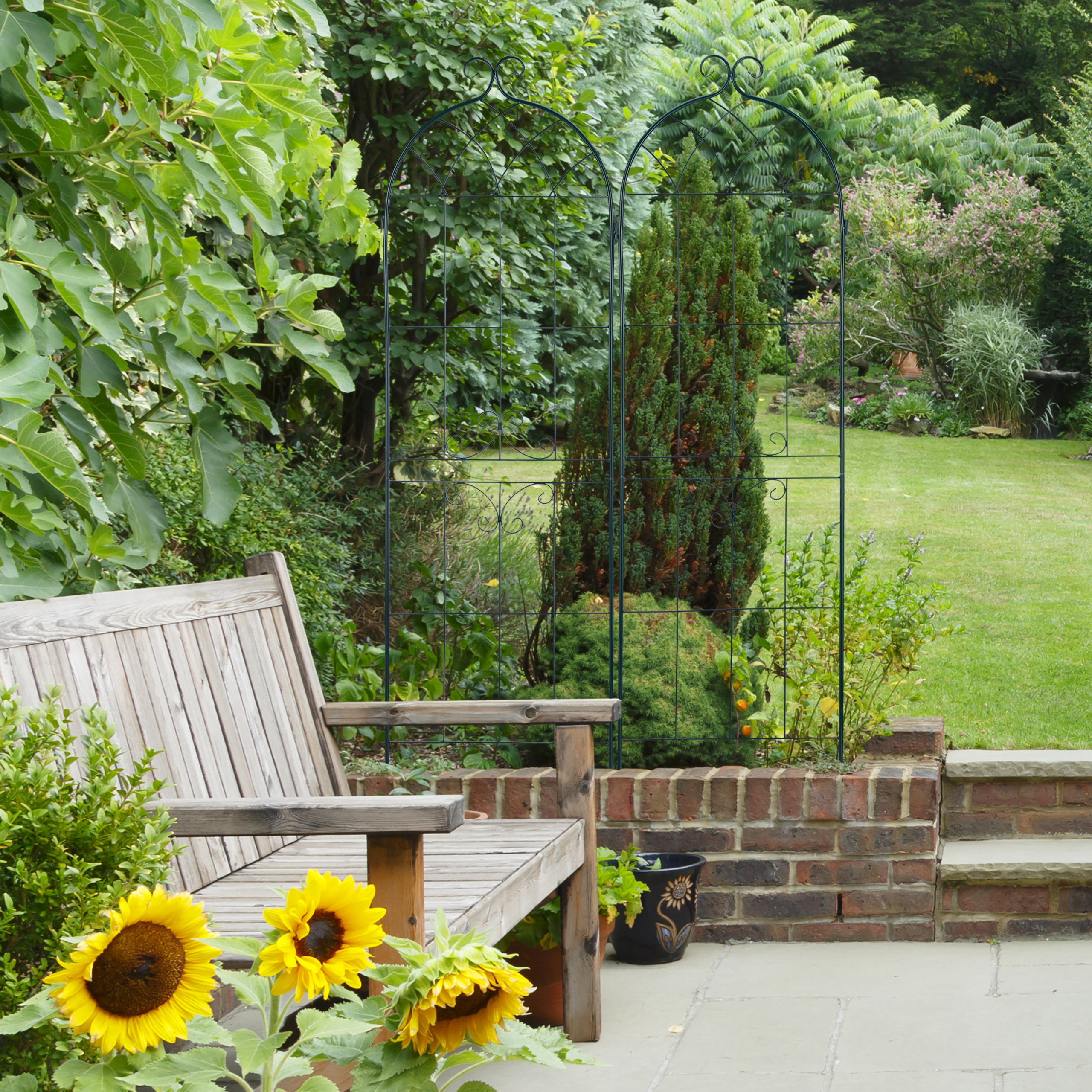 IRON GARDEN TRELLIS set of 2 fence climbing plant flower grid metal